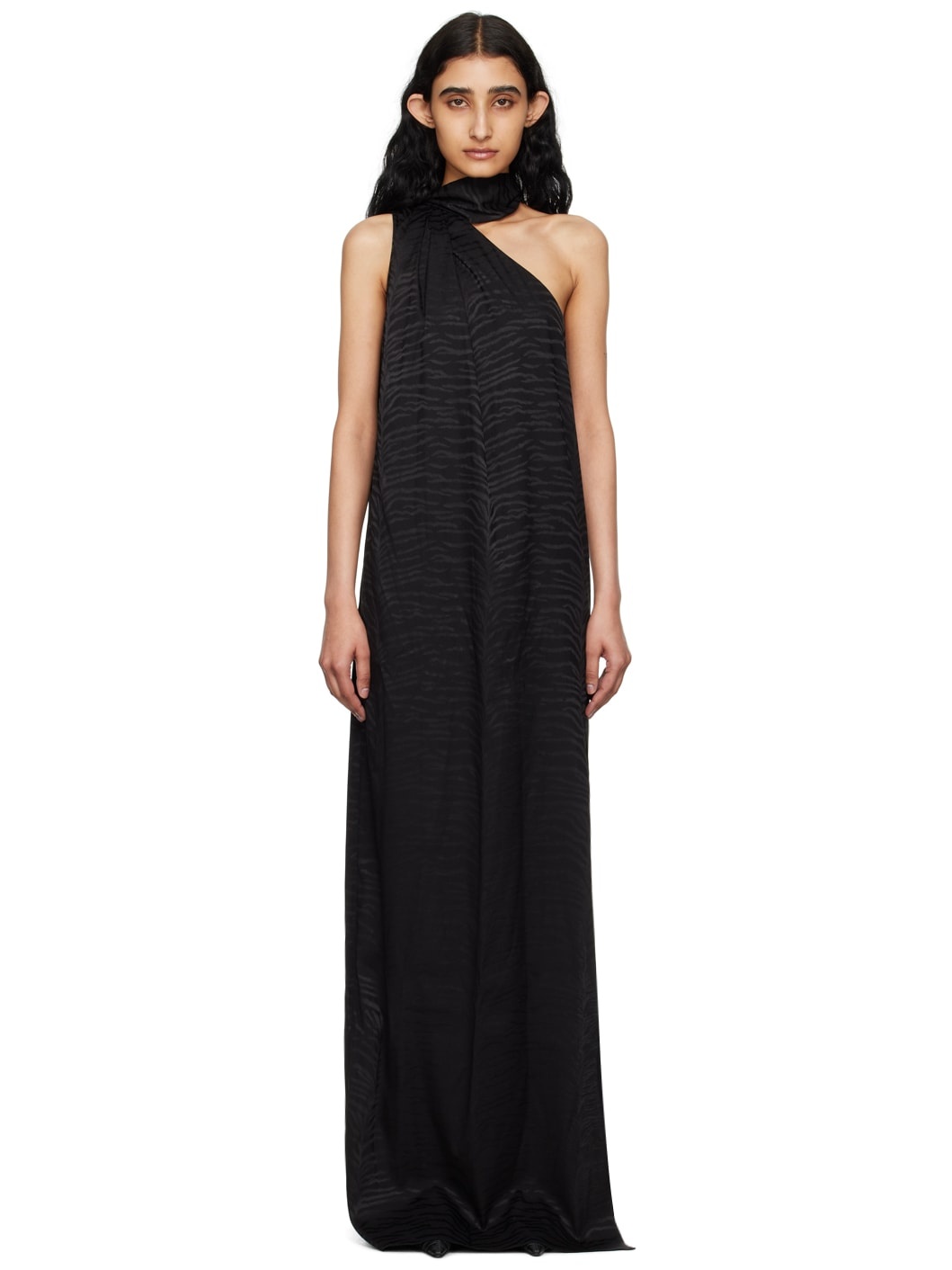 Black Tiger Print Maxi Dress - 1