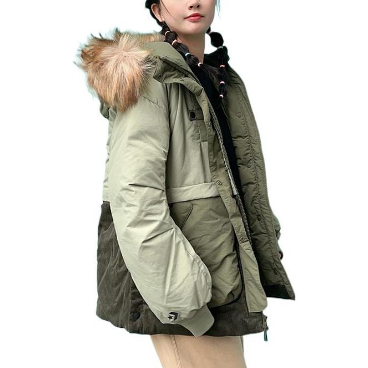(WMNS) Converse Premium Fashion Mid Down Jacket 'Army Green' 10023726-A02 - 4