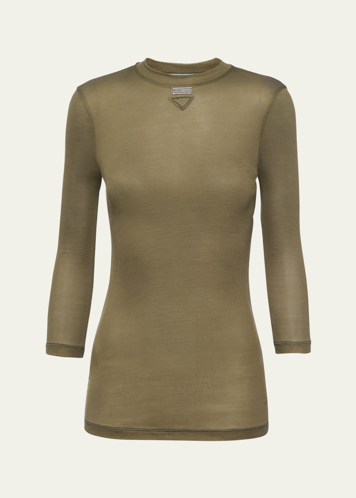 Three-Quarter Sleeve Jersey Silk Top - 1