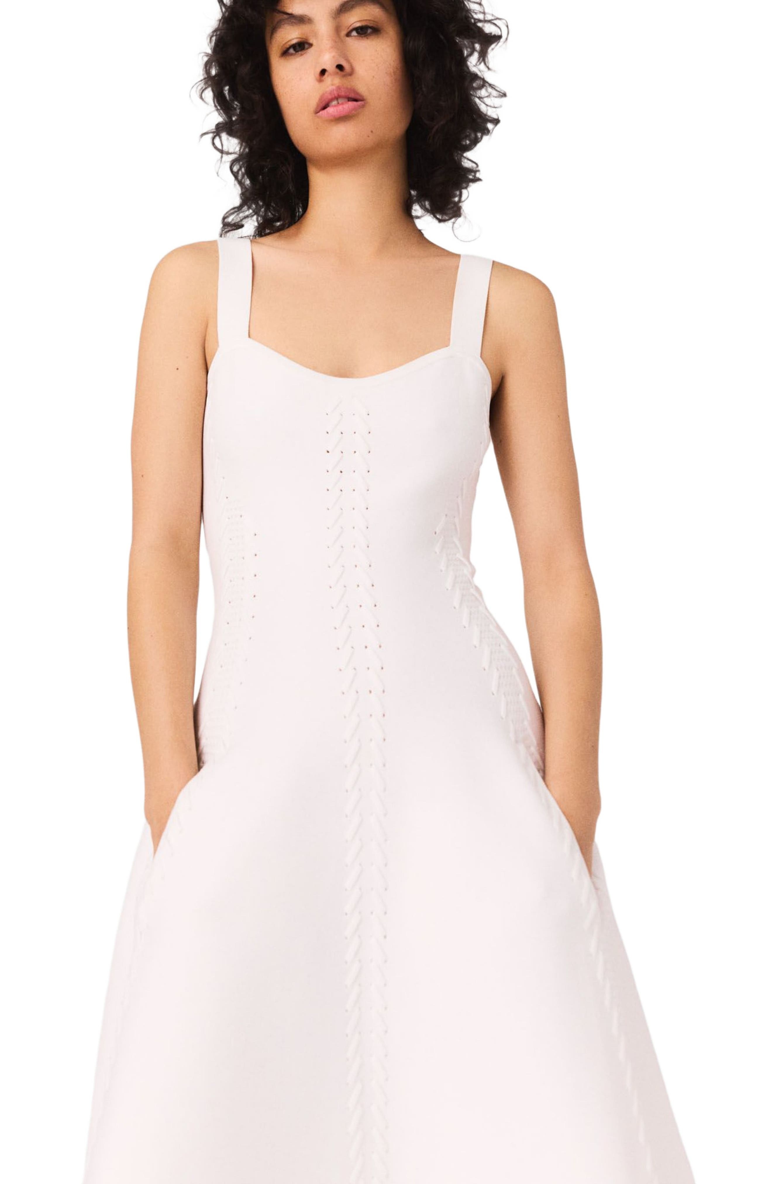 maje Knit babydoll dress in White at Nordstrom - 5