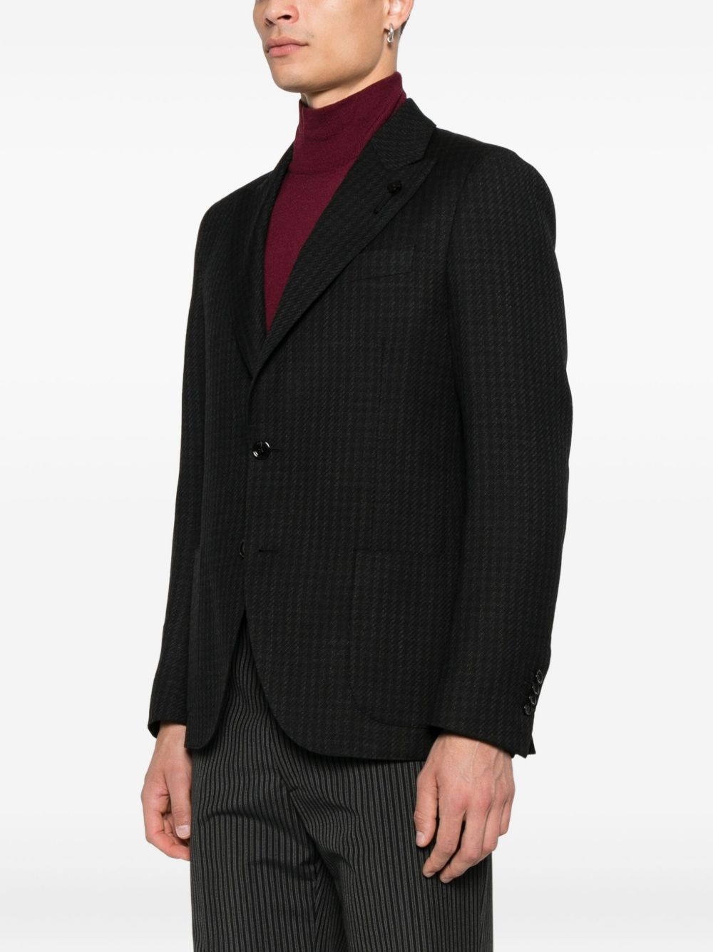 houndstooth-pattern two-button blazer - 3