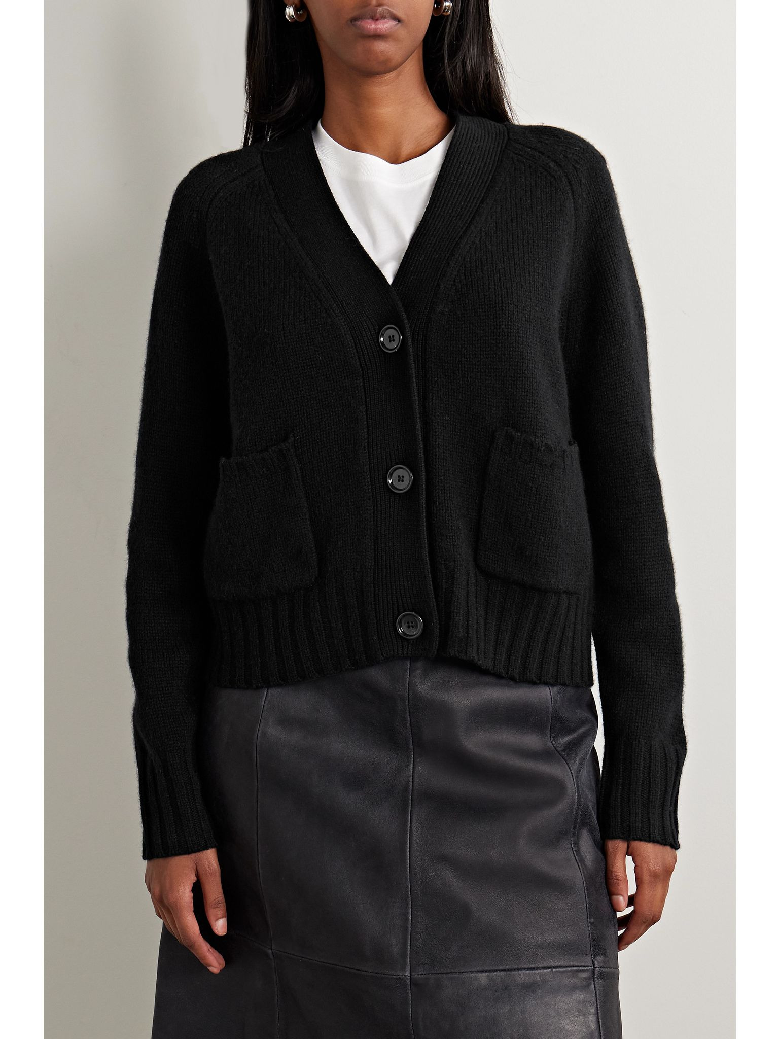 + NET SUSTAIN Wool and cashmere-blend cardigan Black - 3