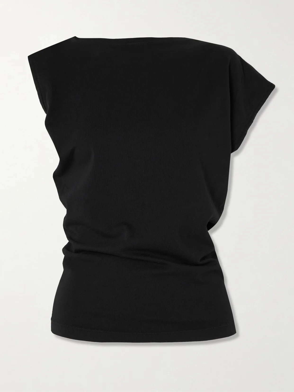 Beth Asymmetric Draped Cotton-jersey T-shirt - 1