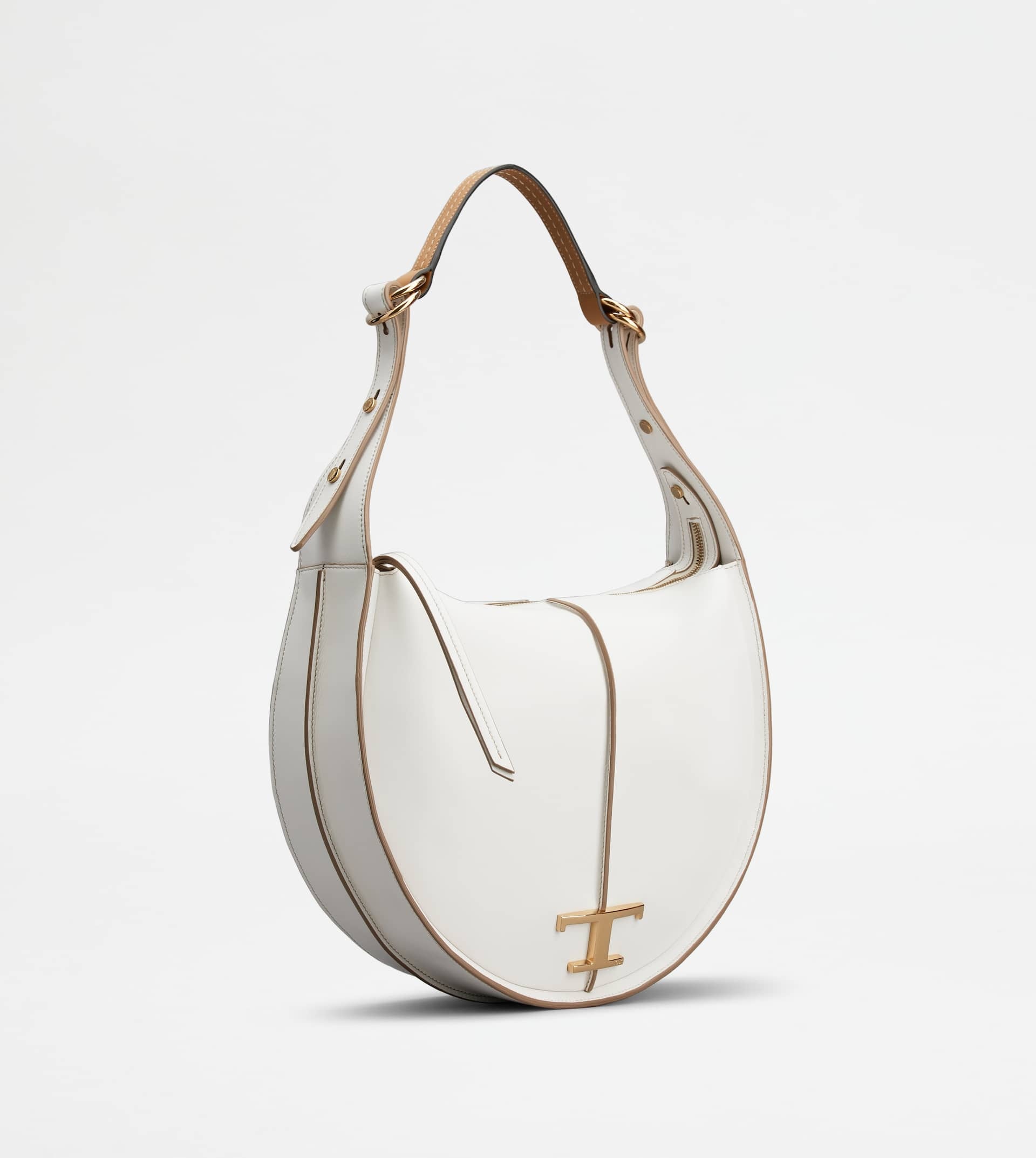 T TIMELESS HOBO BAG IN LEATHER MEDIUM - WHITE - 4