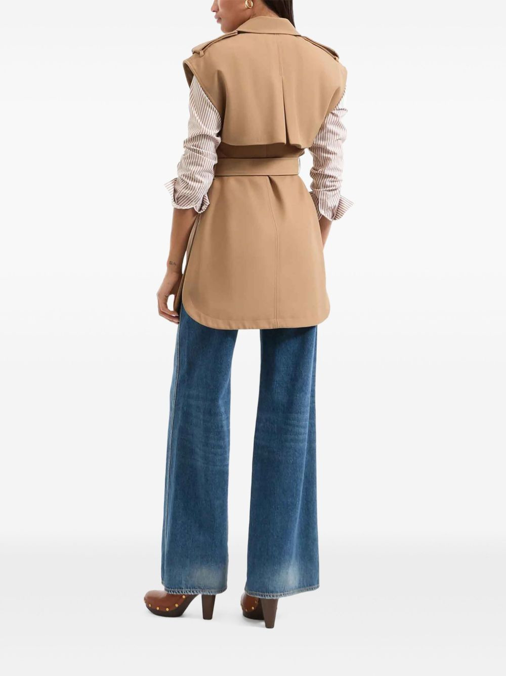 sleeveless belted trench waistcoat - 3