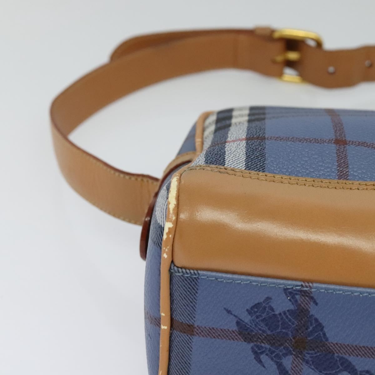 Burberry Nova Check Shoulder Bag Pvc Leather Blue - 10