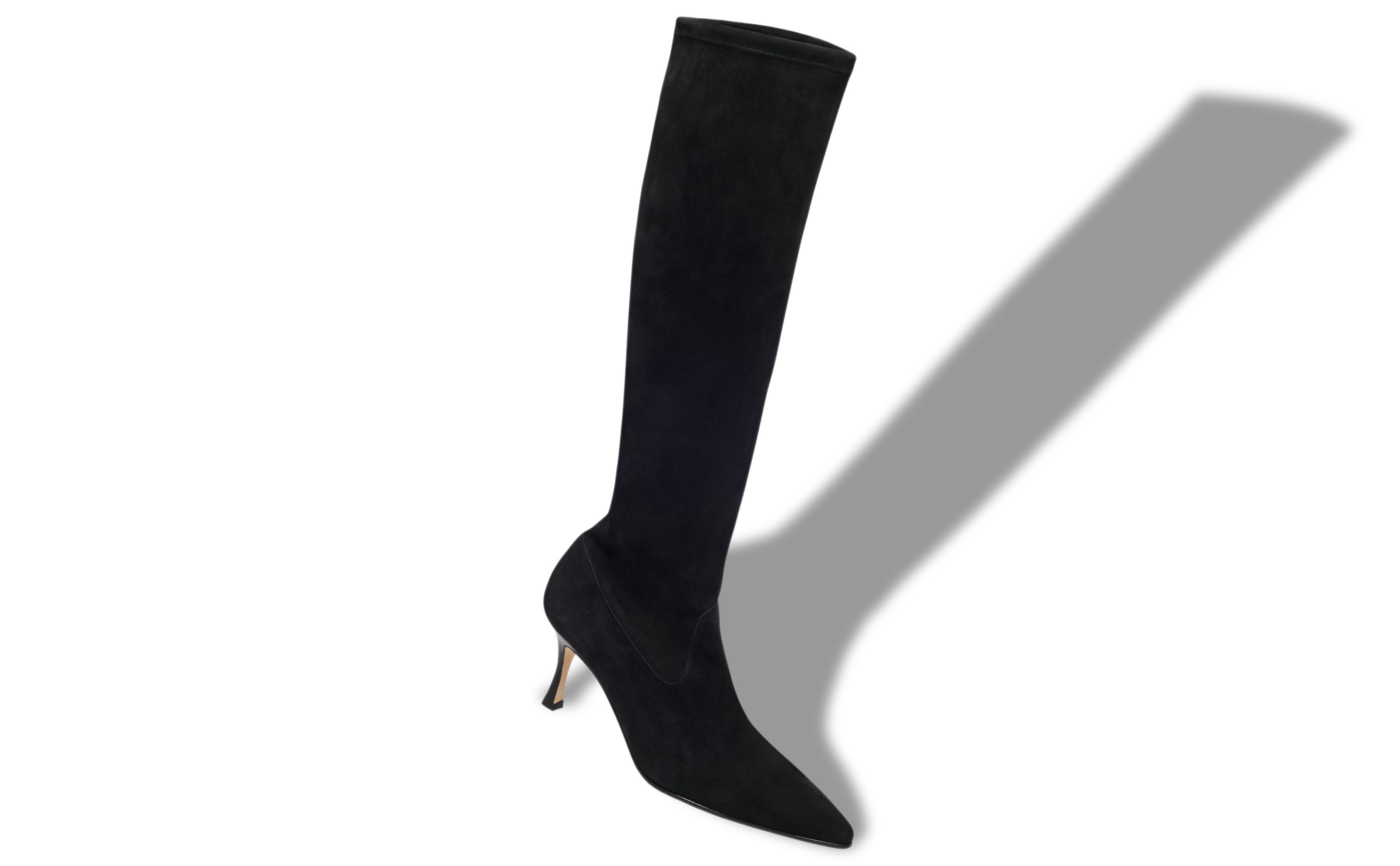 Black Suede Knee High Boots - 2