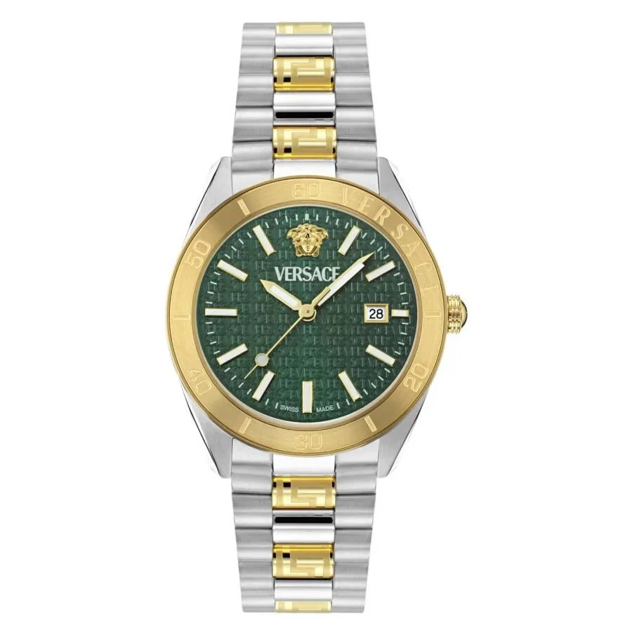 Versace V-Dome Quartz Green Dial Men's Watch VE8E00524 - 1