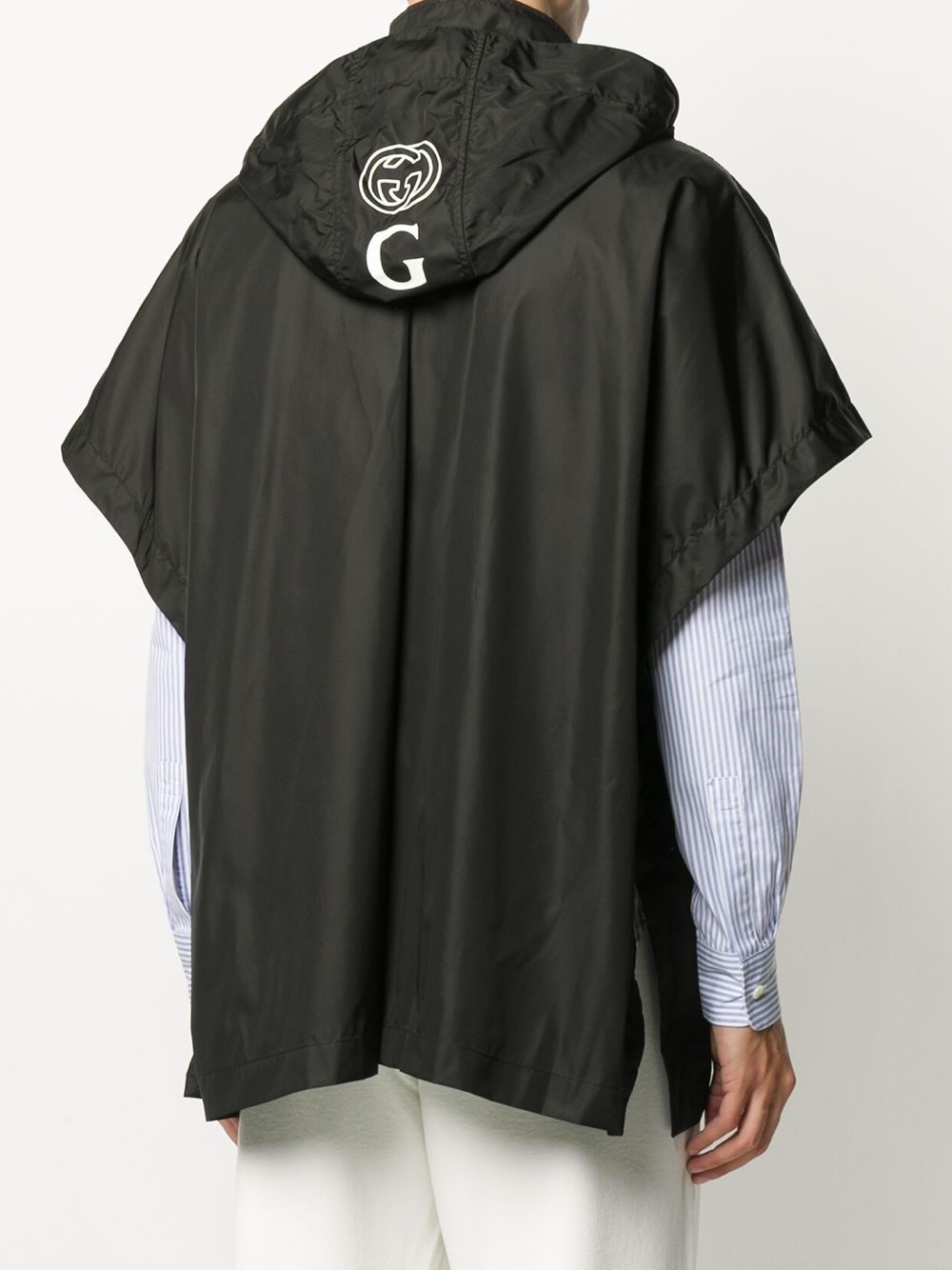 logo print hooded cape poncho - 4