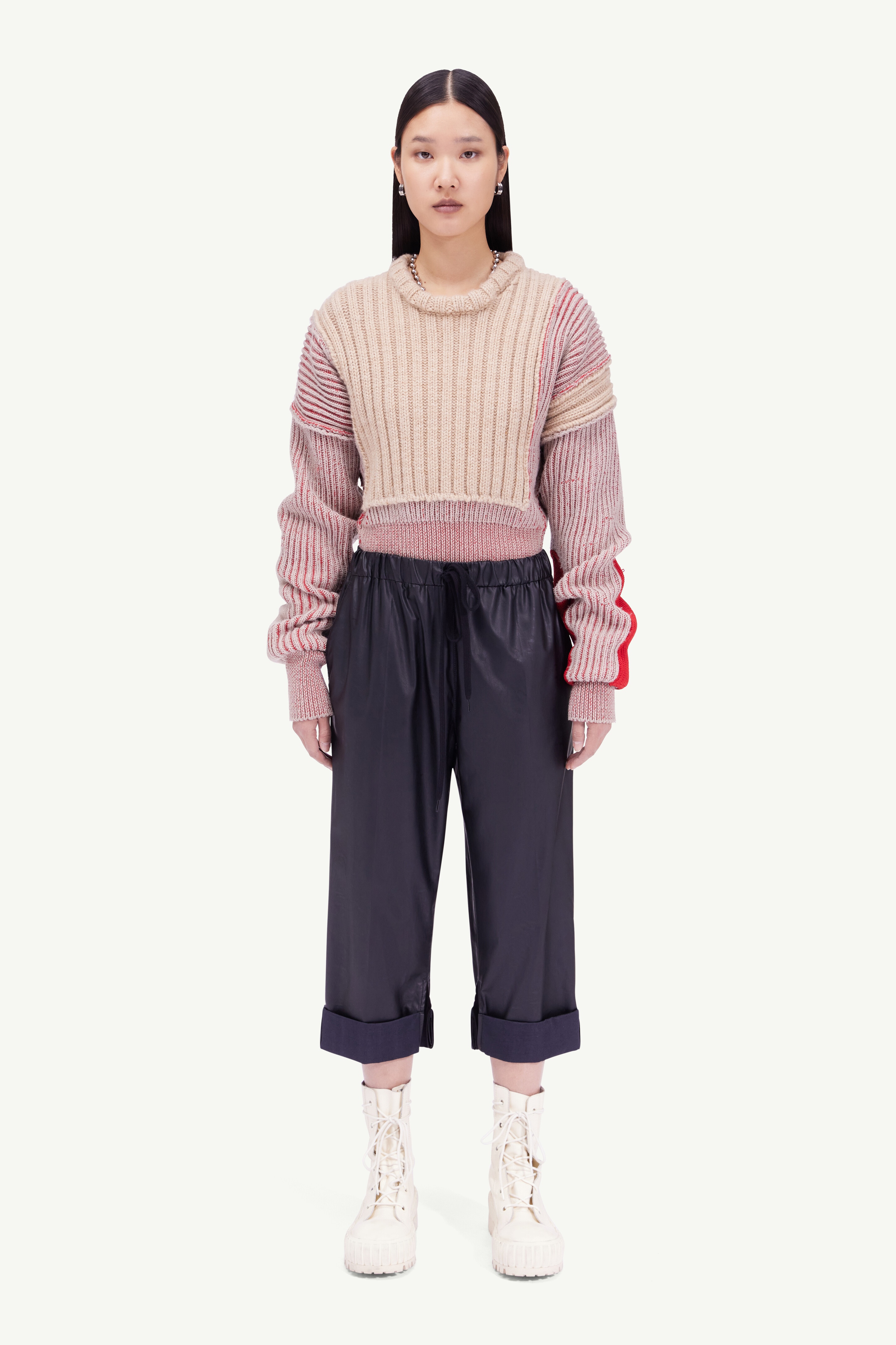 Faux leather cropped trousers - 2