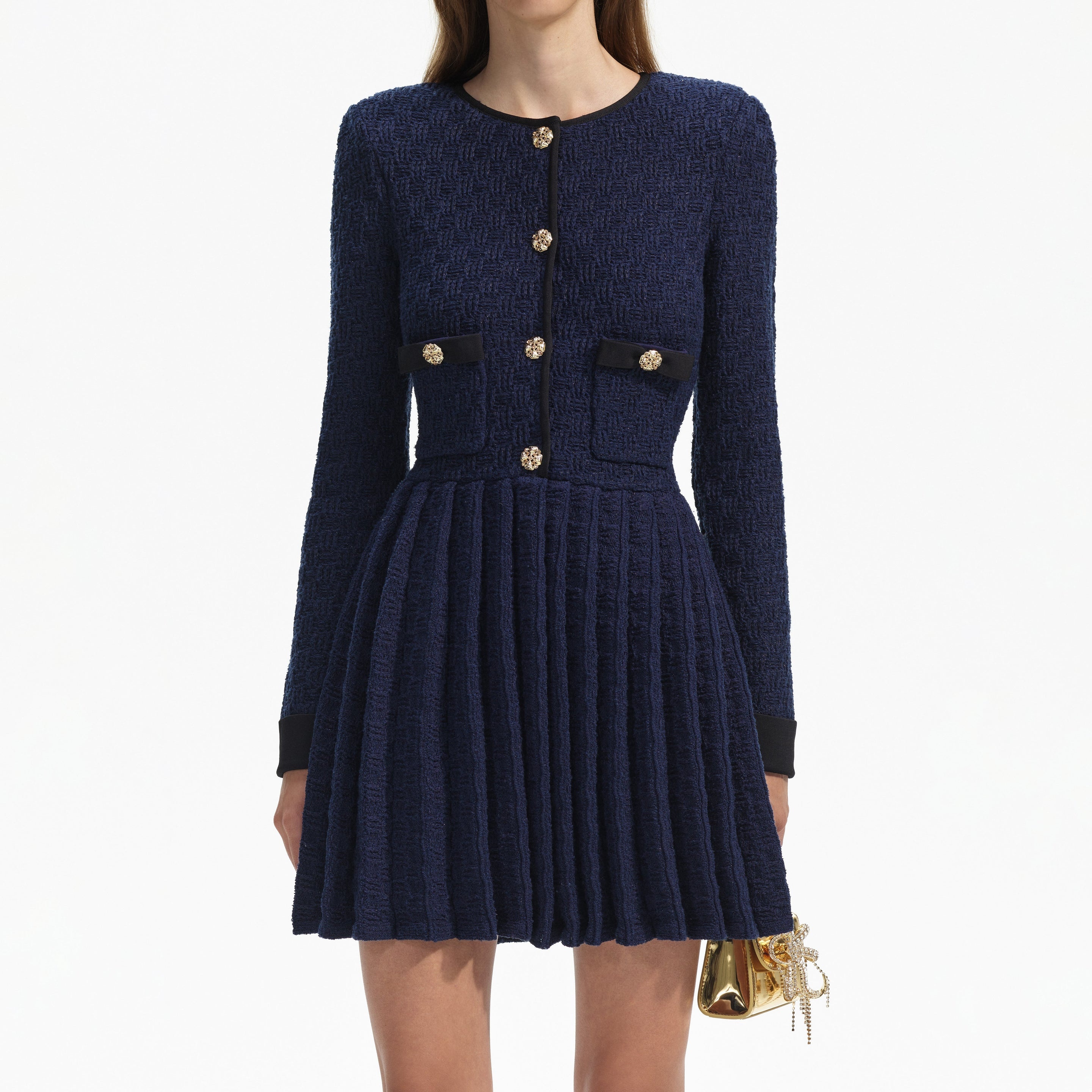 Navy Weave Knit Mini Dress - 4