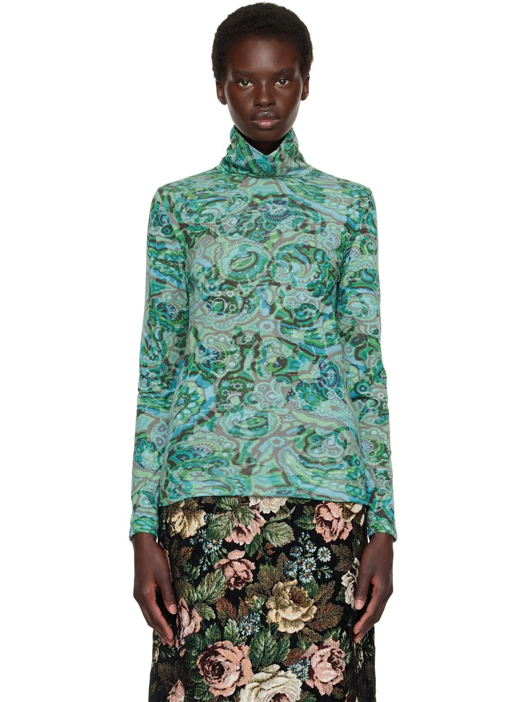 Green Paisley Turtleneck - 1