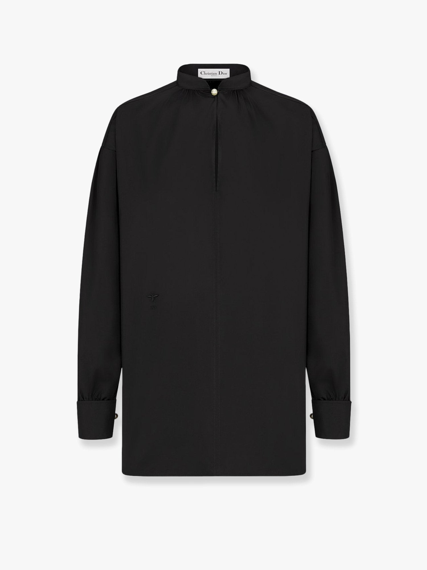 Dior Oversize Cotton Shirt With Iconic Bee And Monogram Embroidery - 1