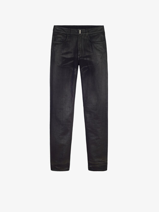 SLIM FIT JEANS IN SHINY POLISHED DENIM - 1