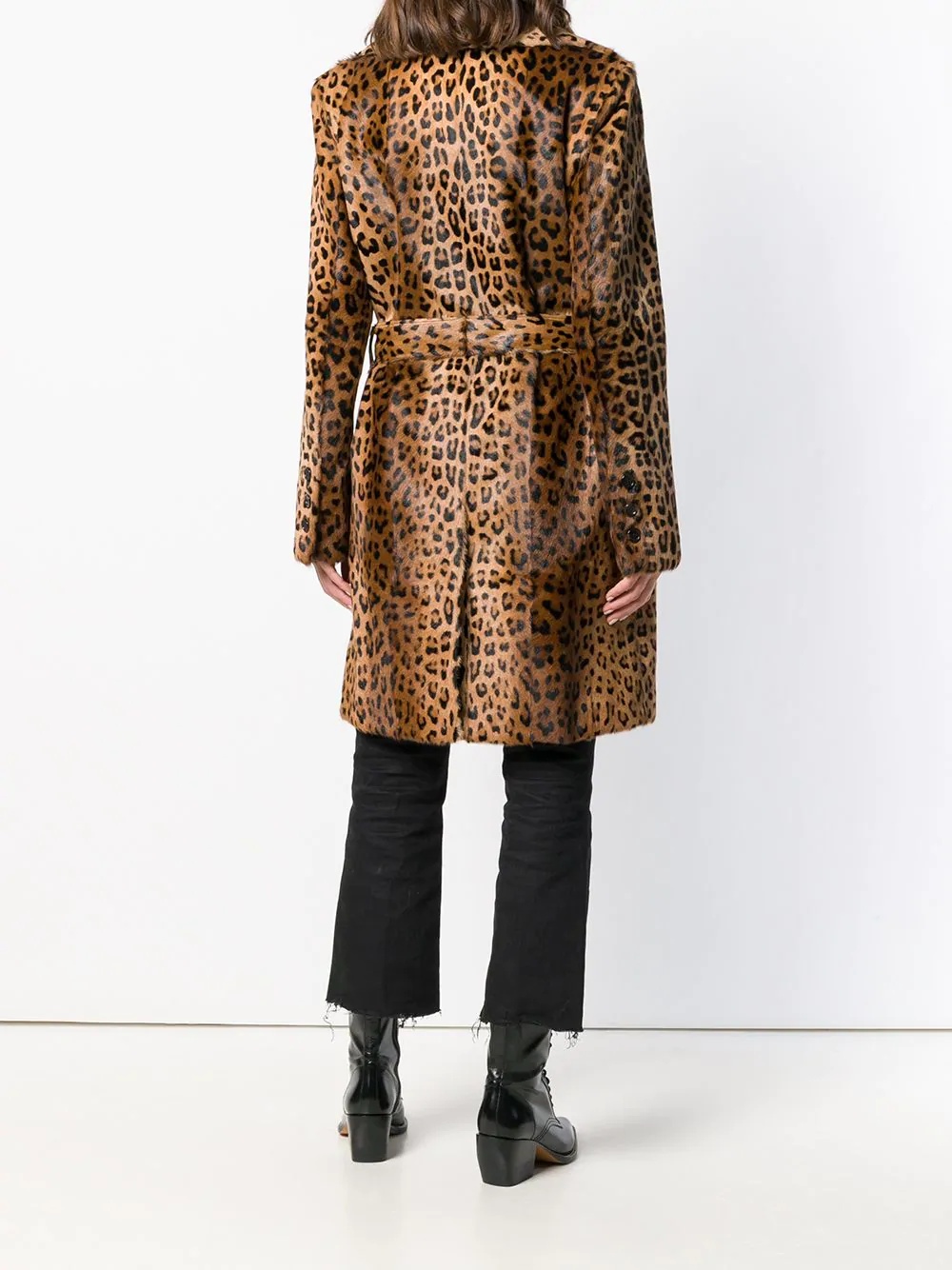 leopard print trench coat - 4