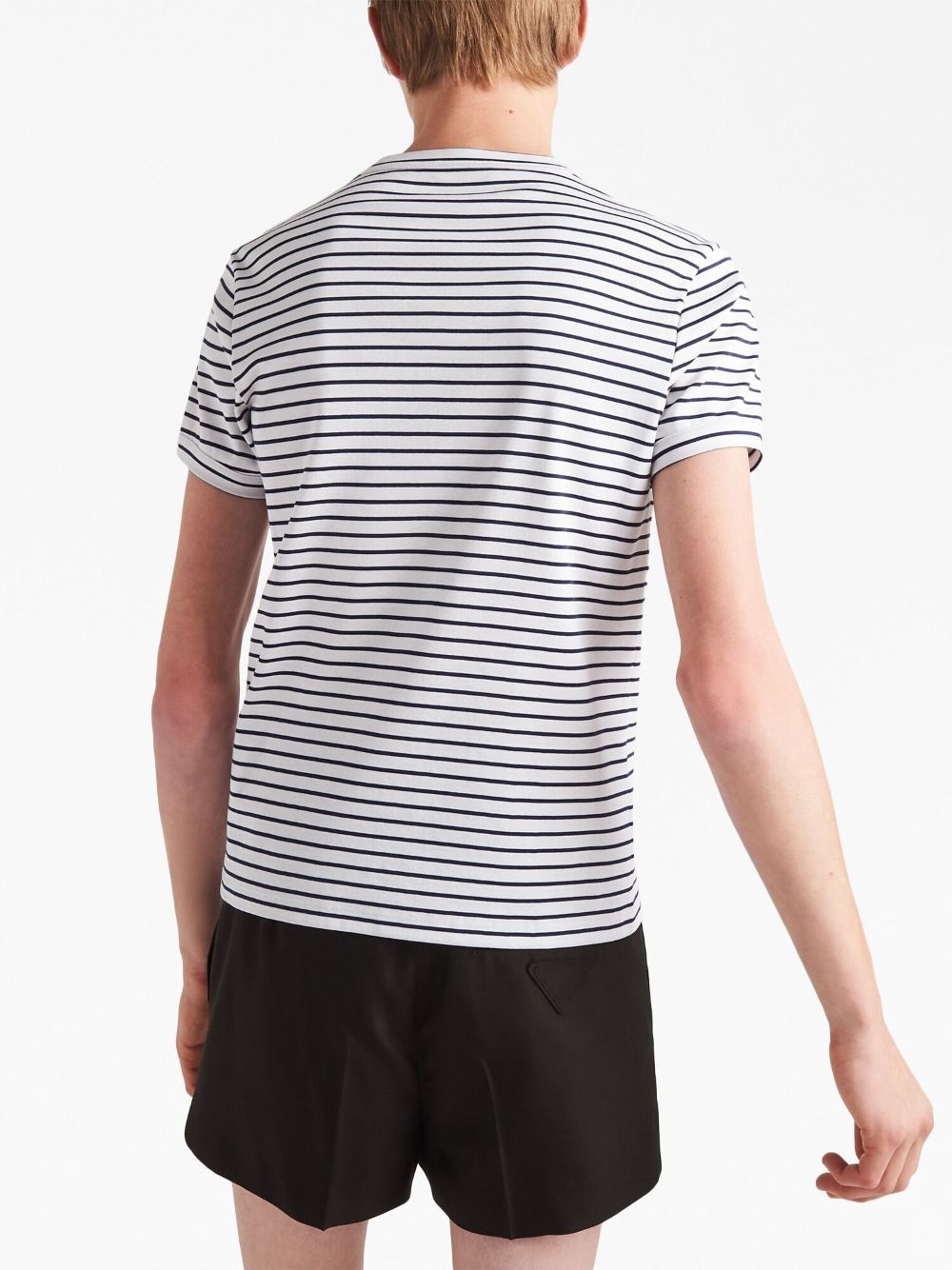 triangle-logo stripe-print T-shirt - 3