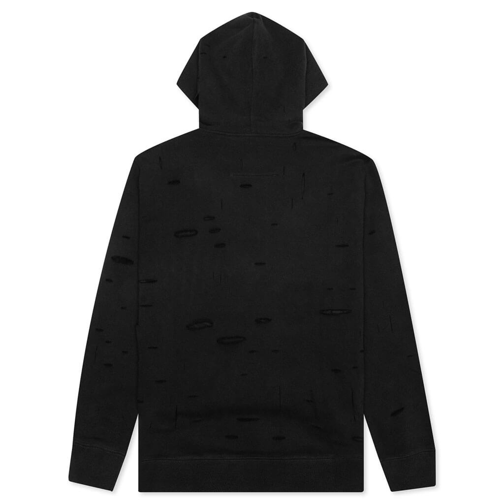 FLEECE HOODIE DESTROYED EFFECT - FADED BLACK - 2