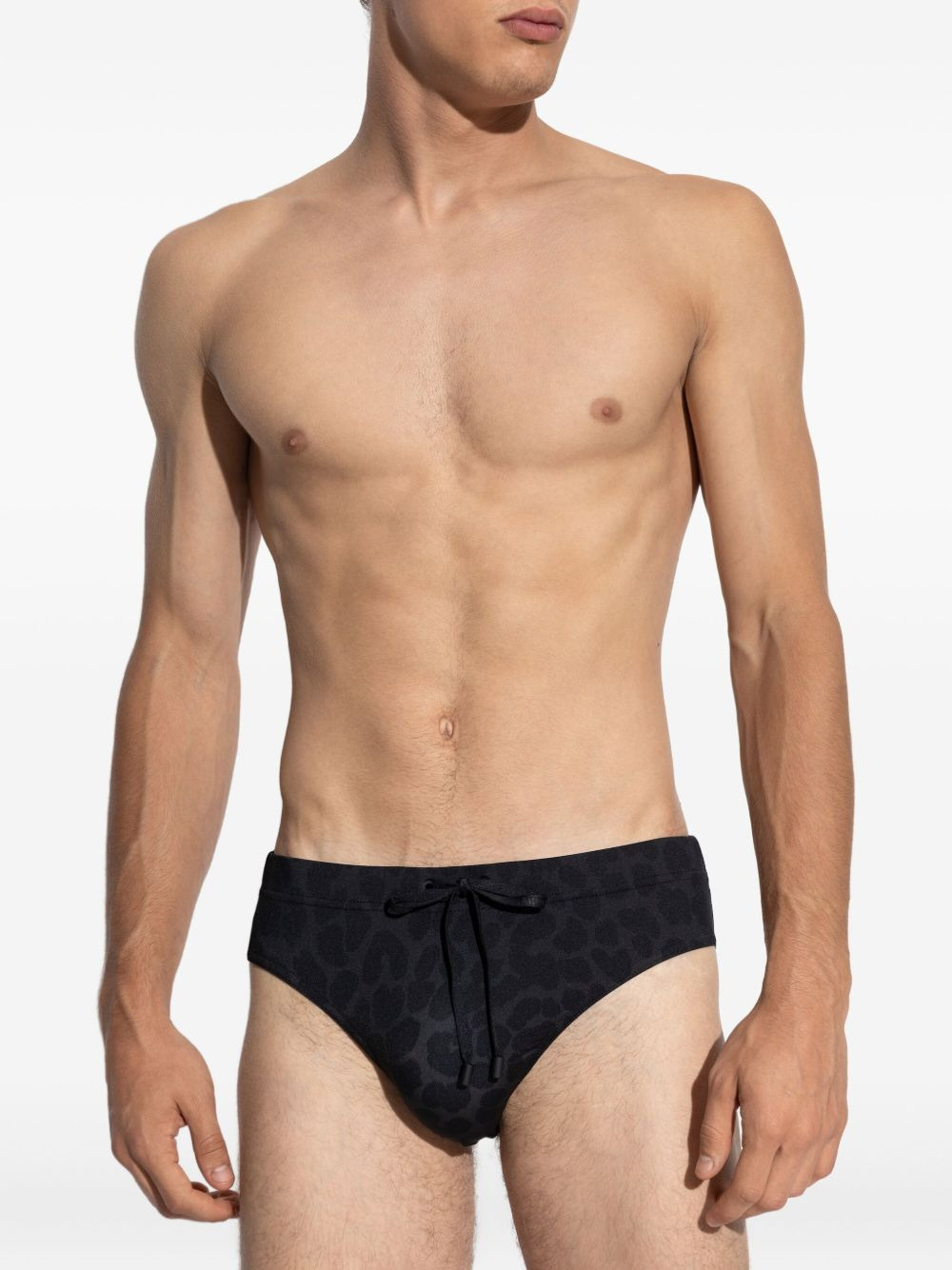 leopard-print drawstring swim trunks - 3