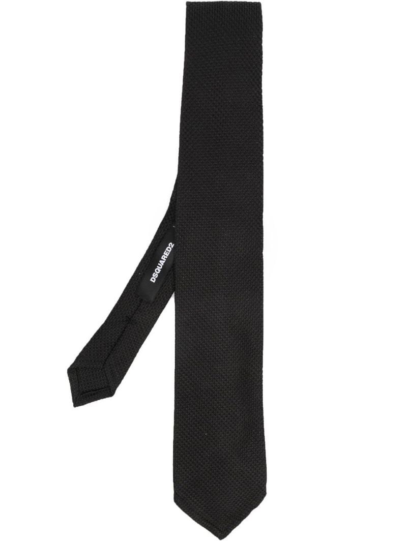logo-embroidered silk tie - 1