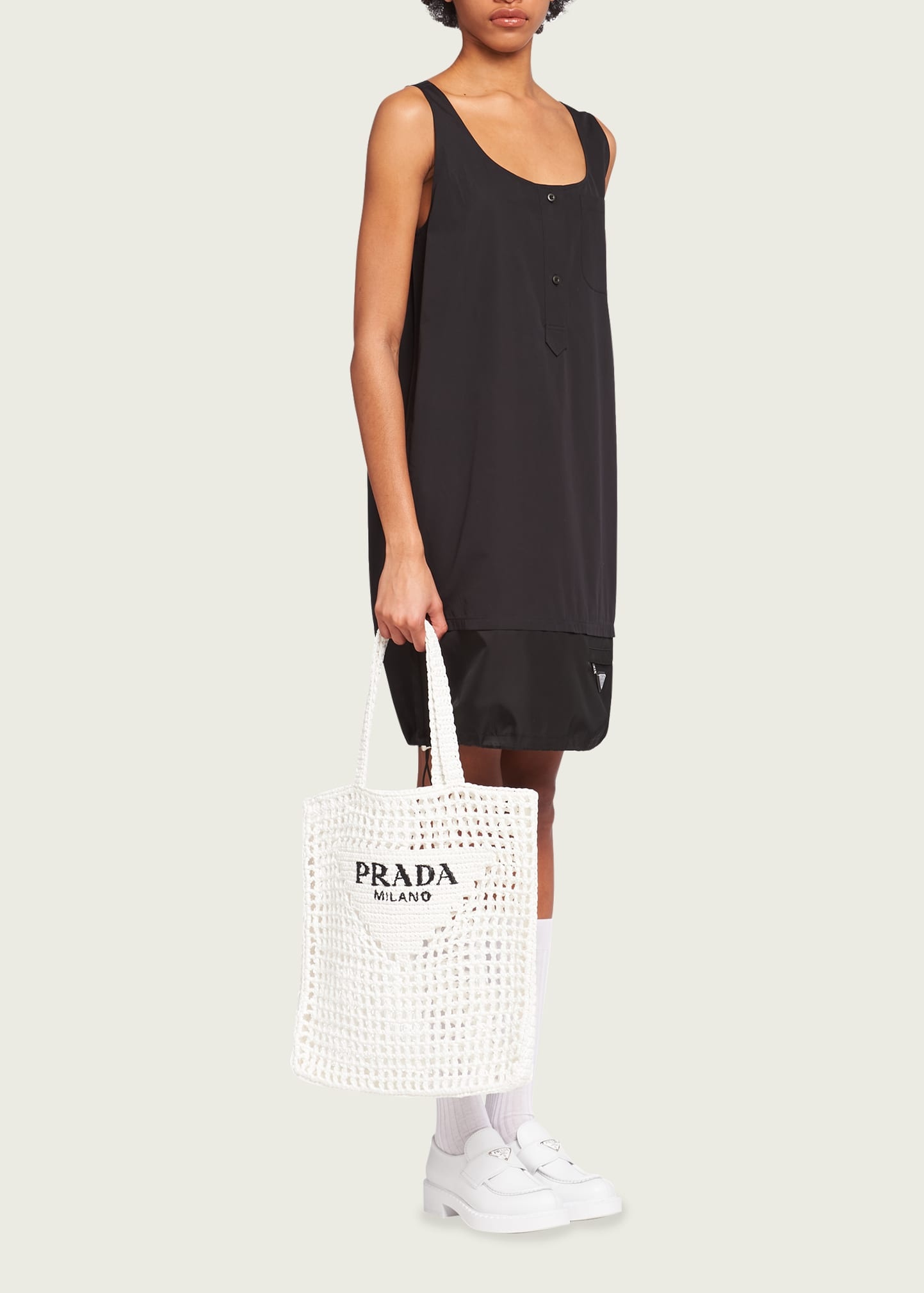 Bicolor Woven Logo Shopper Tote Bag - 5