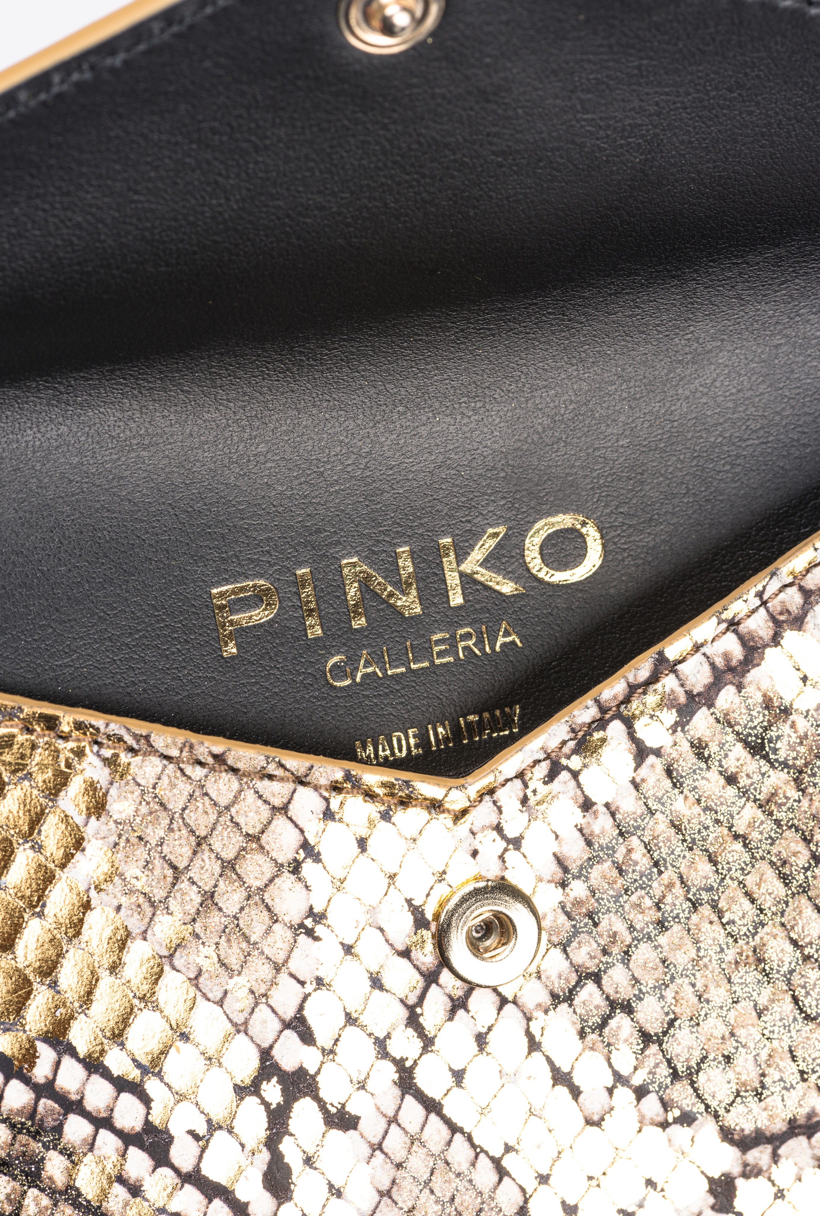 PINKO GALLERIA FLAT CARD HOLDER IN LAMINATED REPTILE SKIN - 5