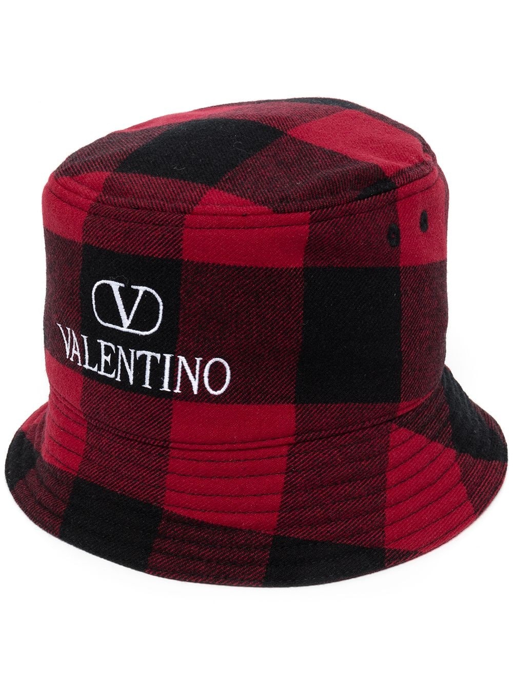 logo-embroidered checked bucket hat - 1