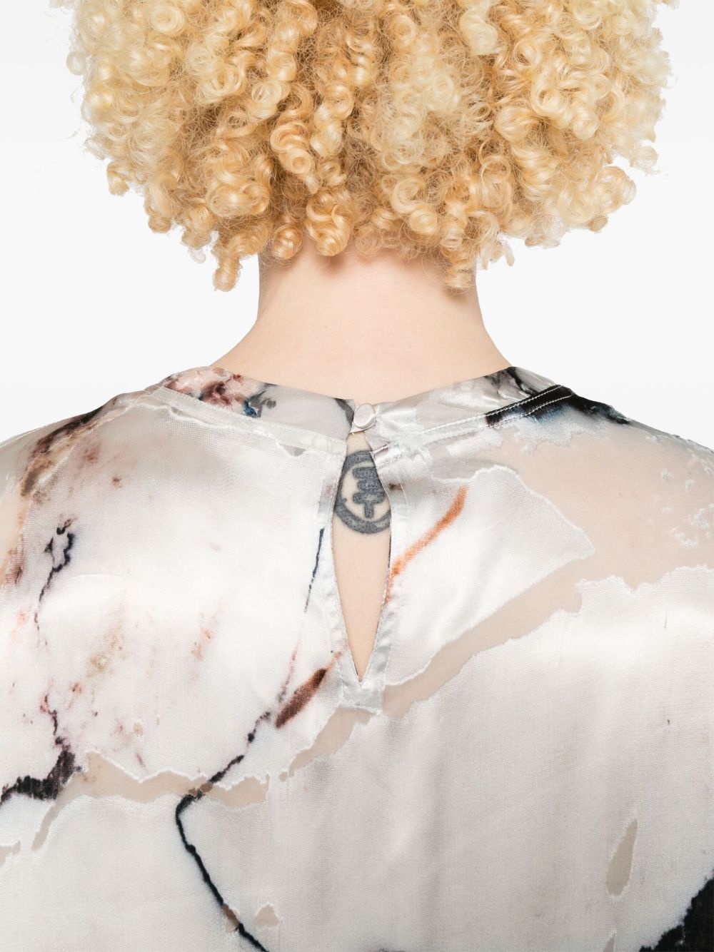 marble-print blouse - 5