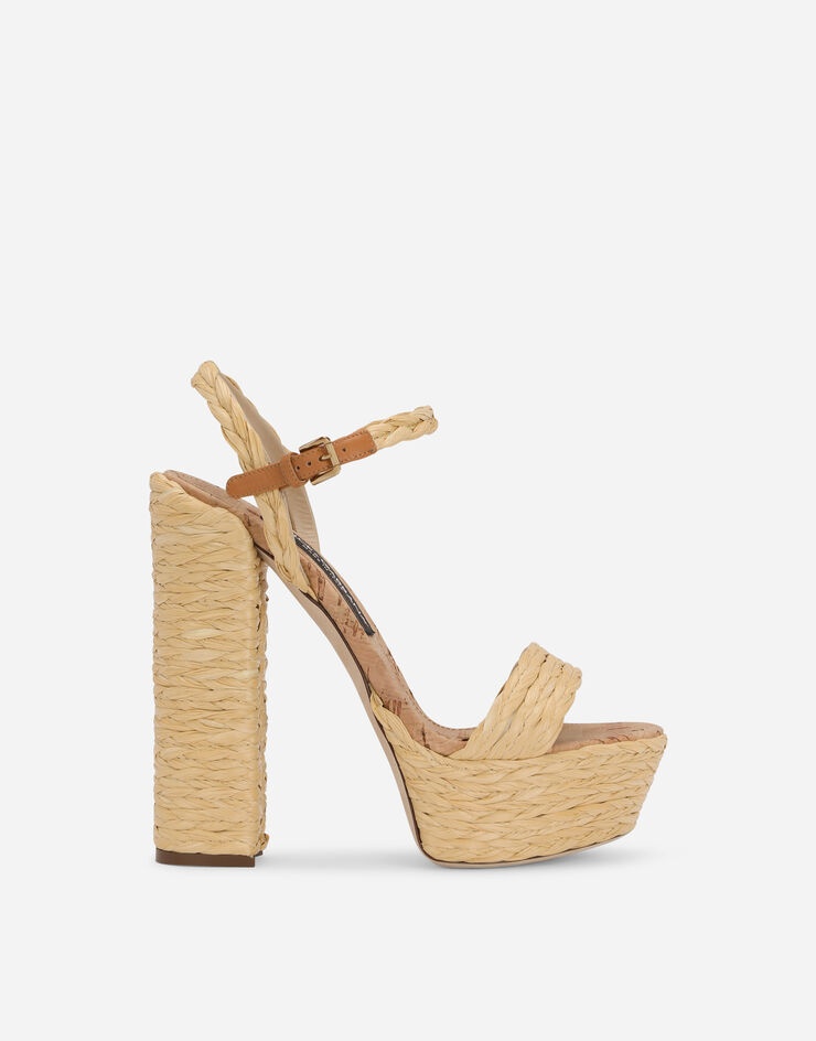 Woven raffia platform sandals - 1