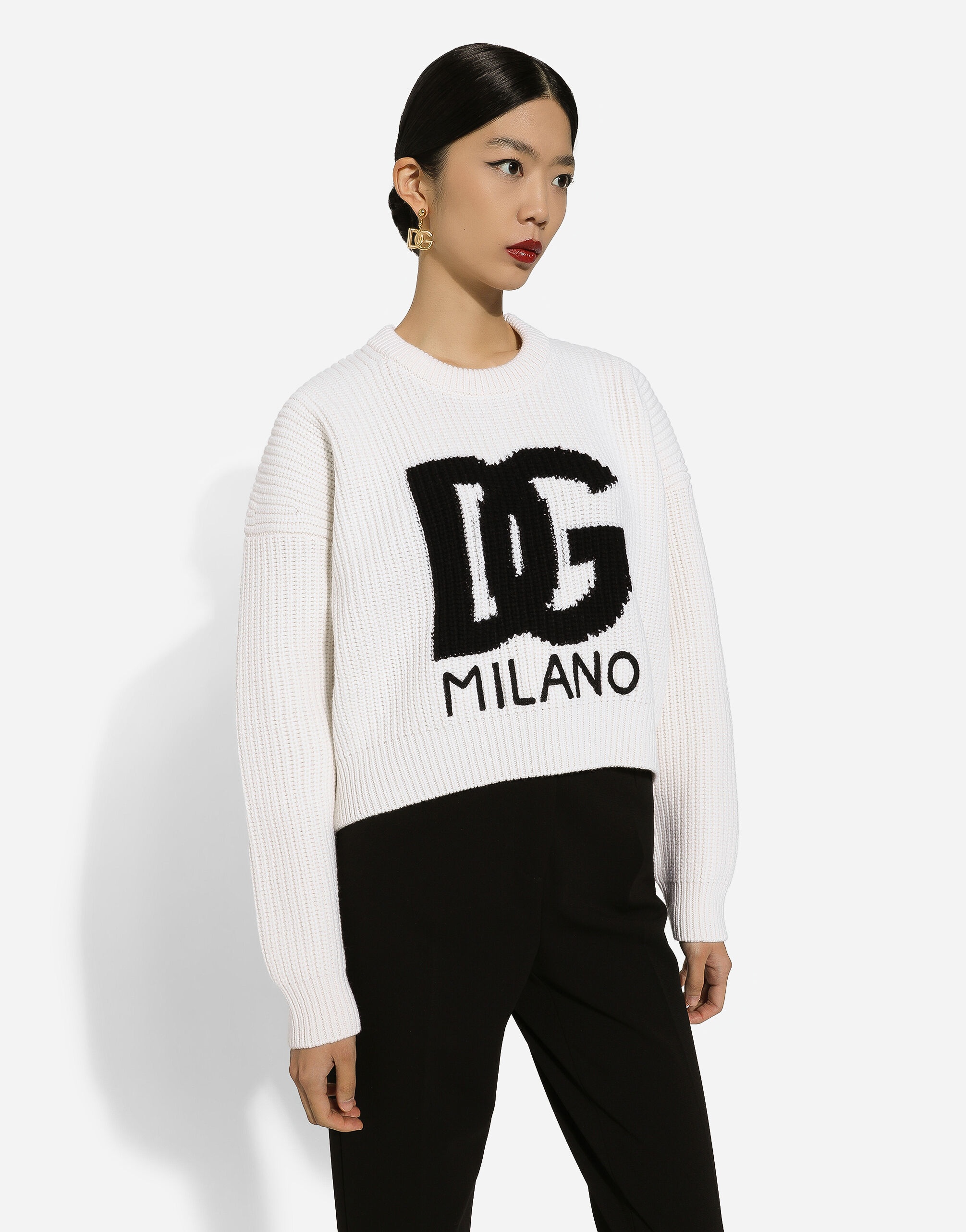 Ribbed wool sweater with DG logo - 4