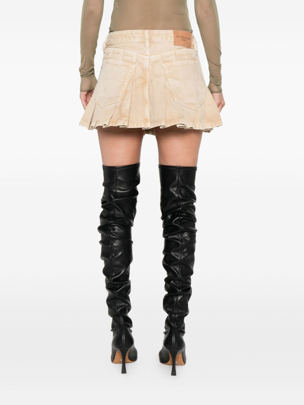 pleated denim mini skirt - 4