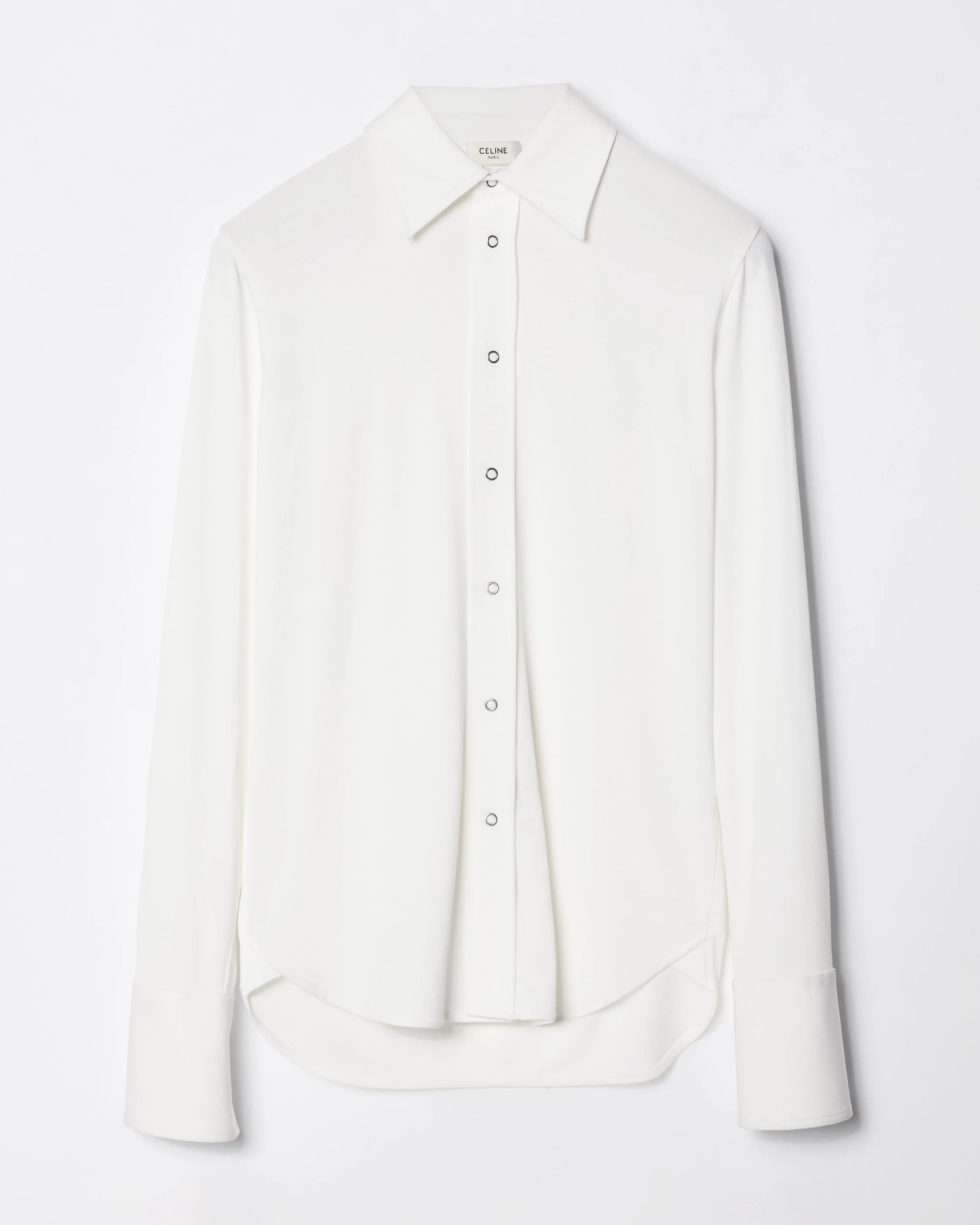 SNAP-FRONT SLIM FIT VISCOSE JERSEY SHIRT - 1