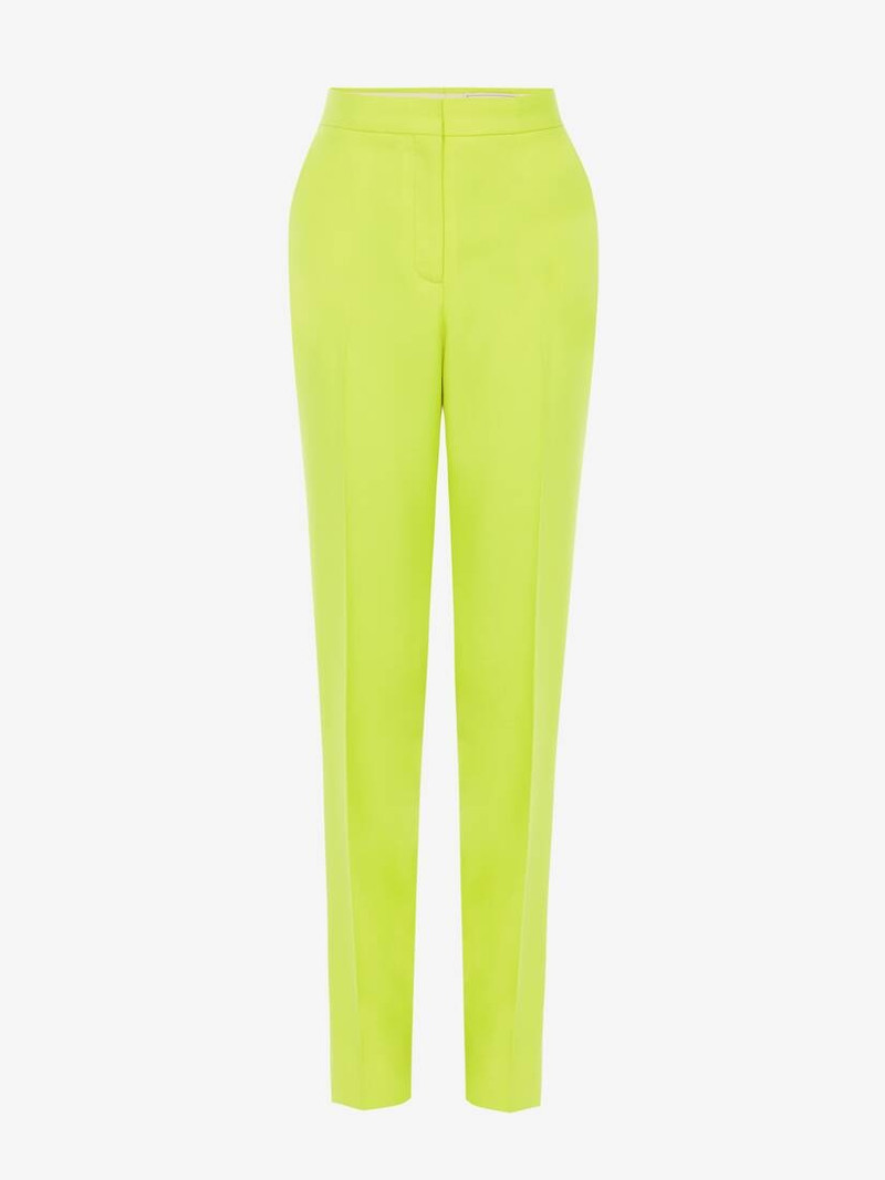 Women's Long Cigarette Trousers in Acid Yellow 1