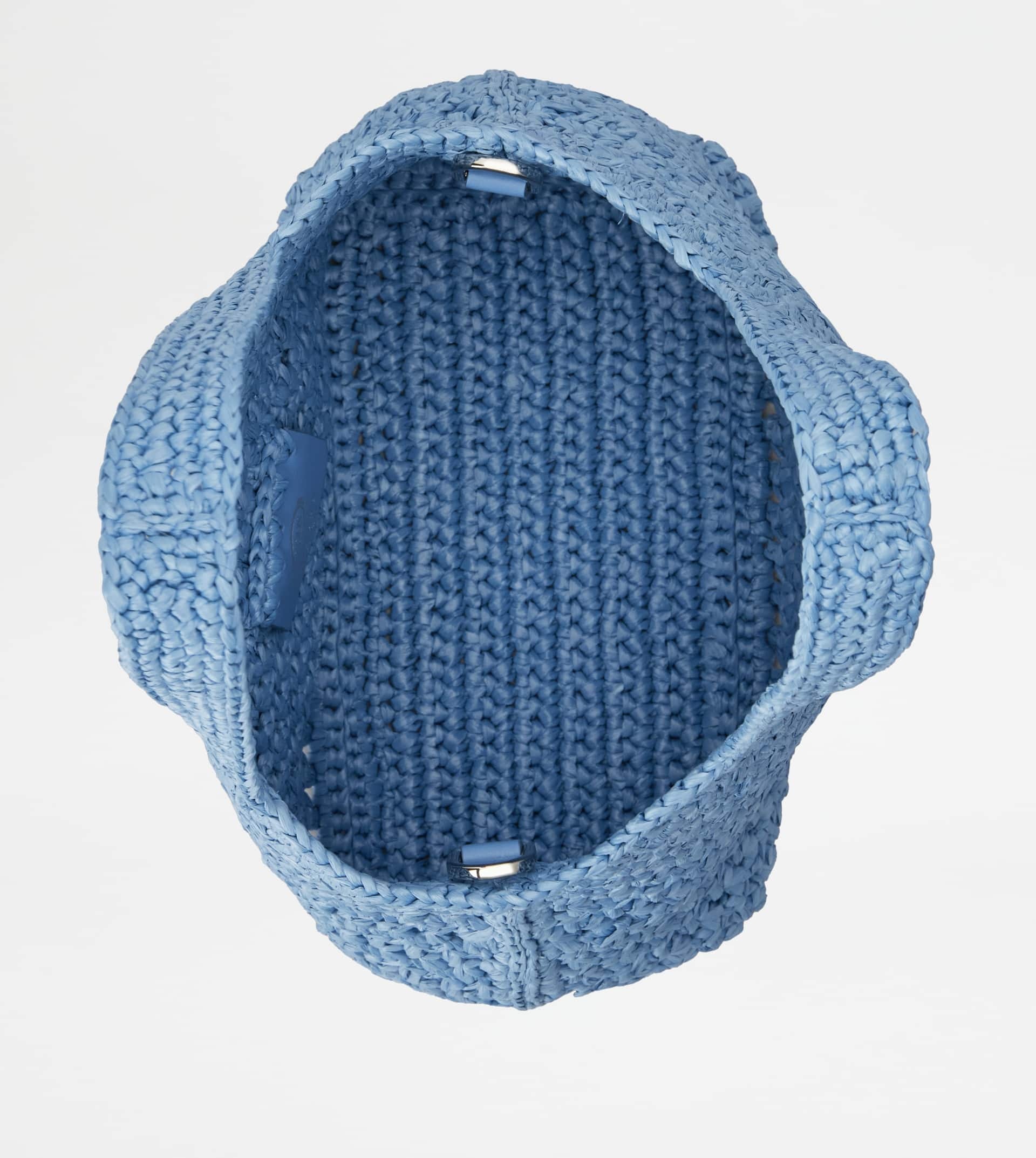 SHOPPING BAG IN RAFFIA AND LEATHER MINI - LIGHT BLUE - 4