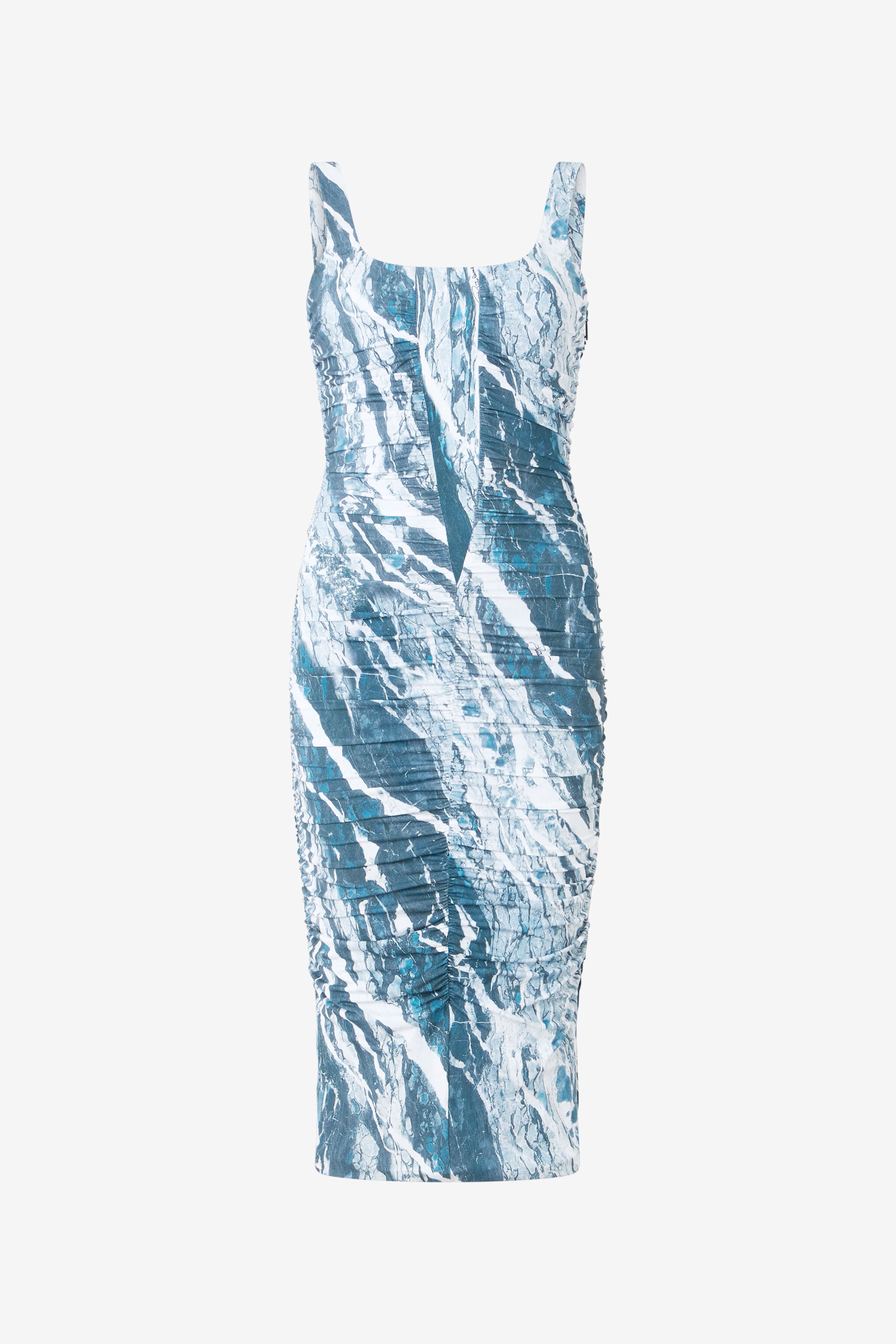 Marble-Print Midi Dress - 1
