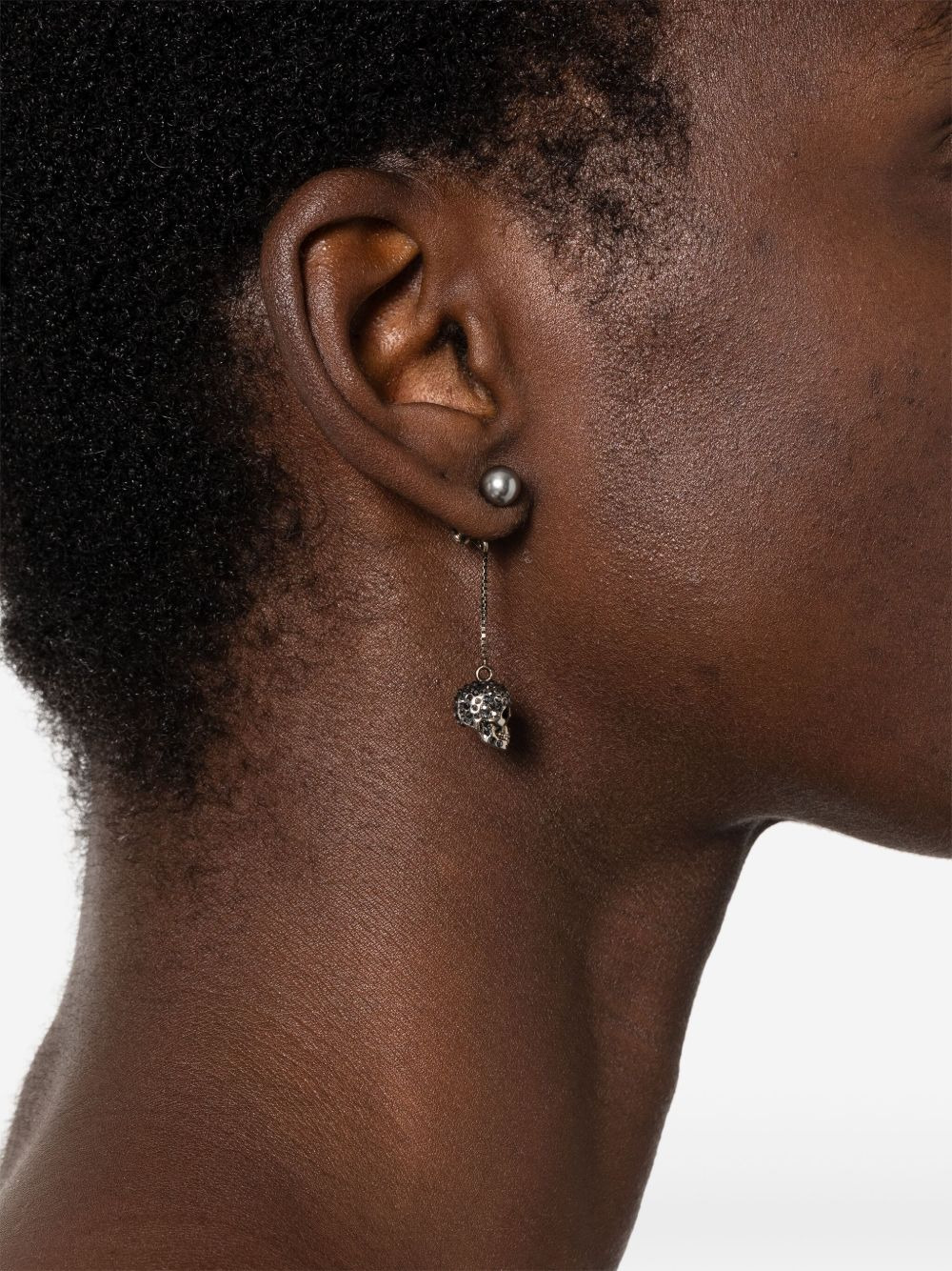 skull embellished drop earrings - 2