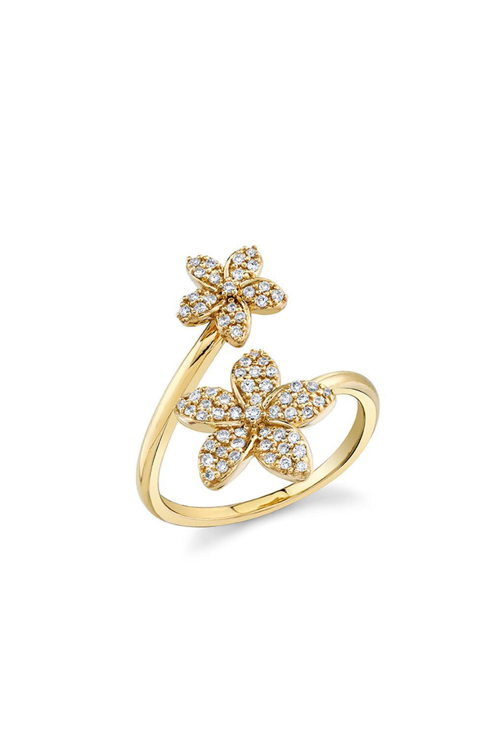 Diamond Plumeria Wrap Ring - 1