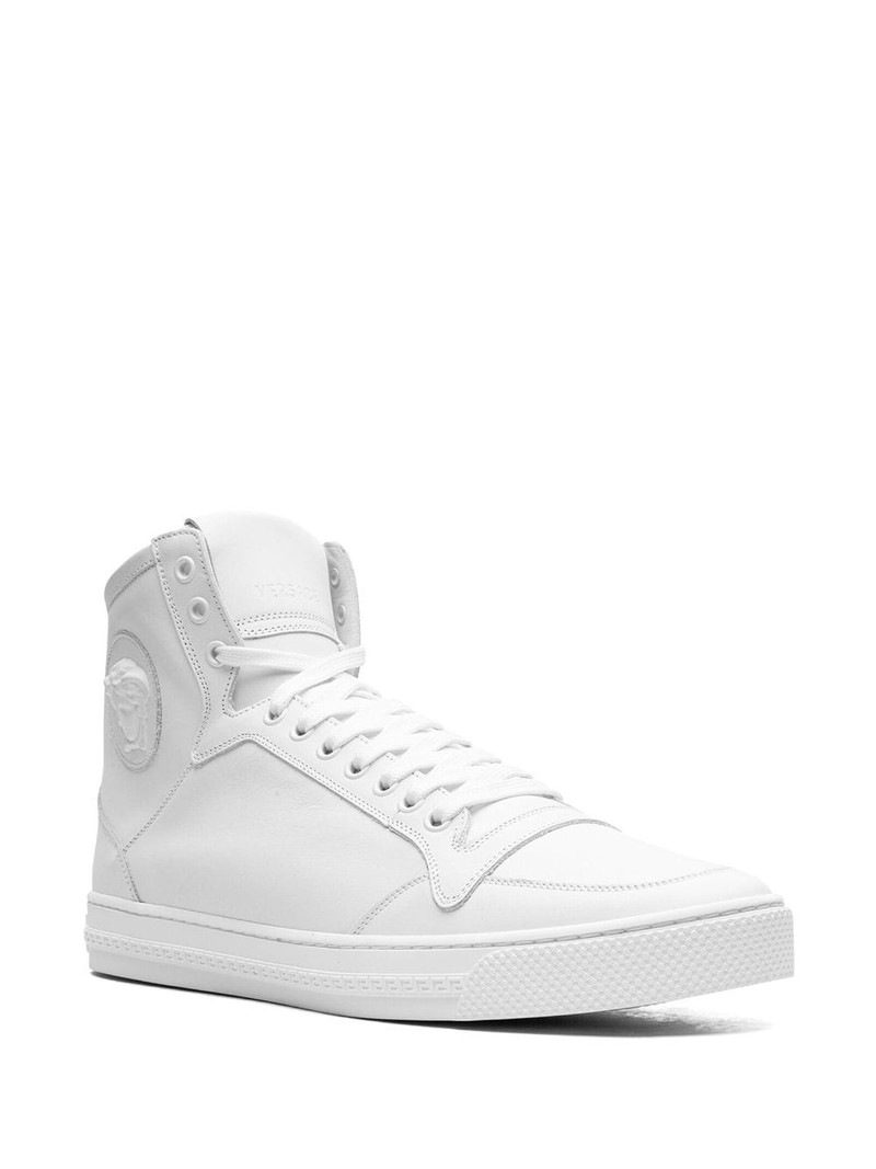 VERSACE high-top leather "White" sneakers outlook