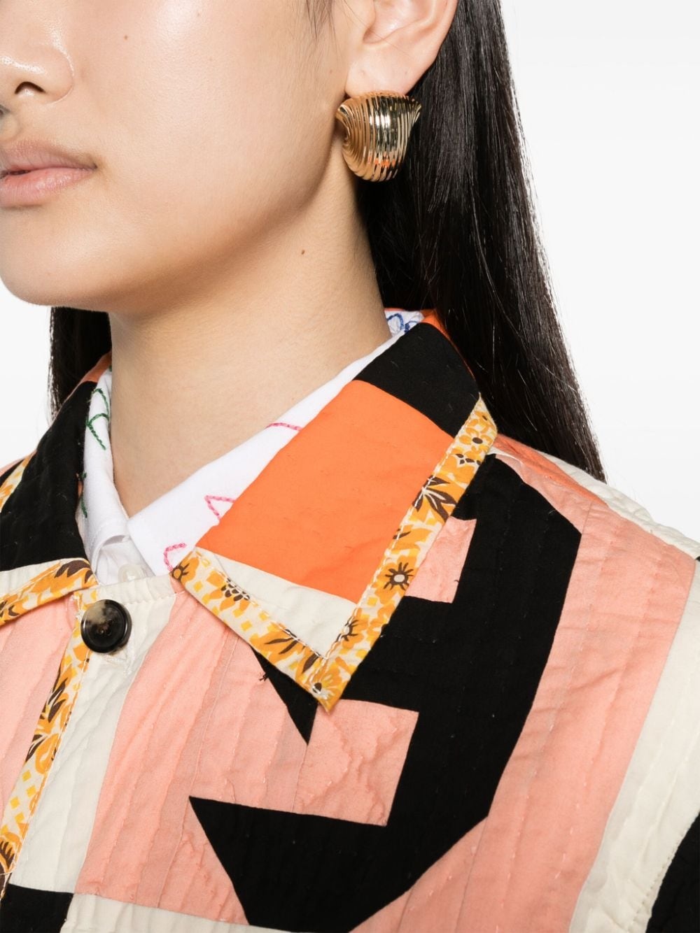 Letter Block patchwork shirt jacket - 5