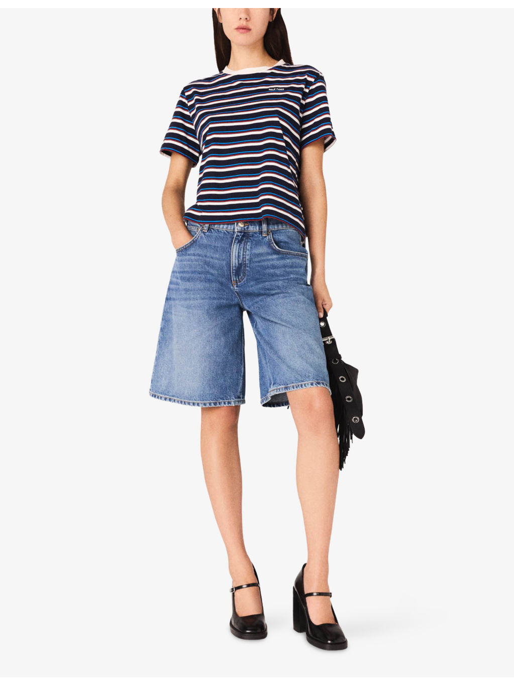 Striped Cropped Cotton-Jersey T-Shirt - 2