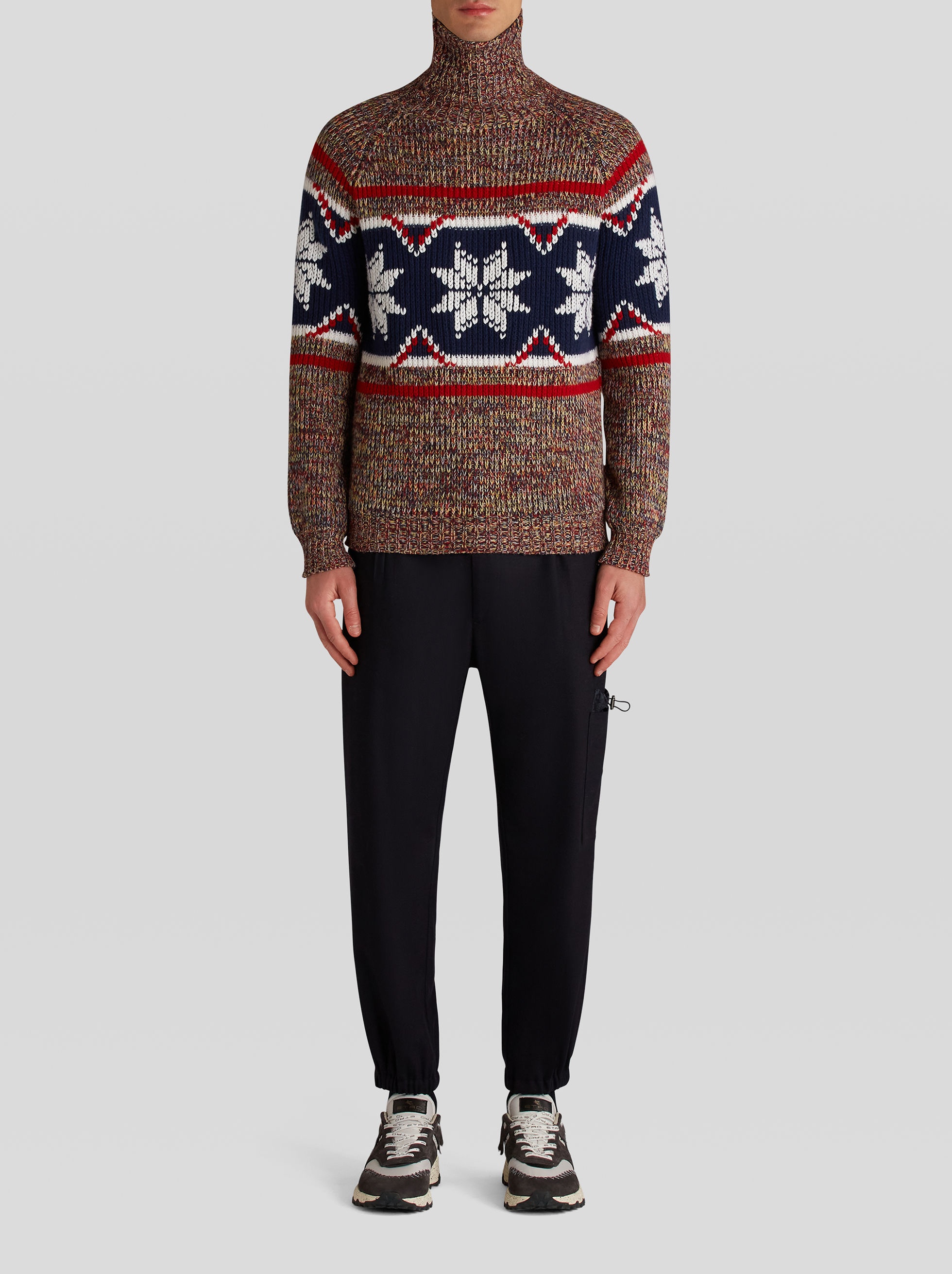 WOOL JACQUARD JUMPER WITH INTARSIA STRIPES - 2