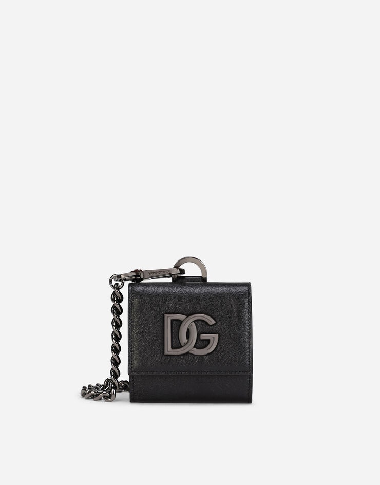 Matte nappa leather card holder with strap and crossover DG logo - 1