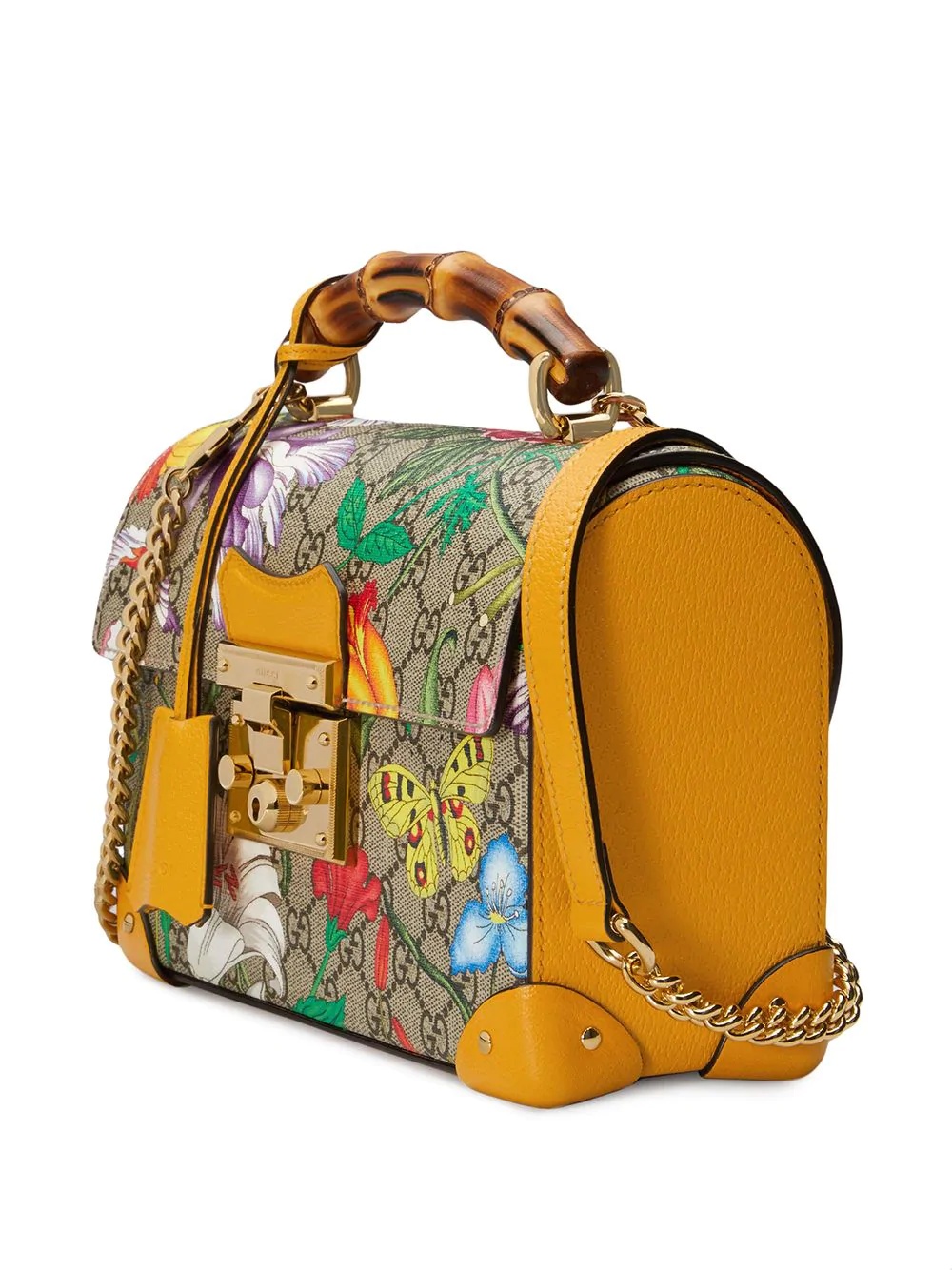 padlock detail Flora pattern shoulder bag - 4