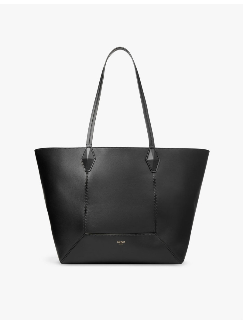 Diamond logo-embossed medium leather tote bag 1