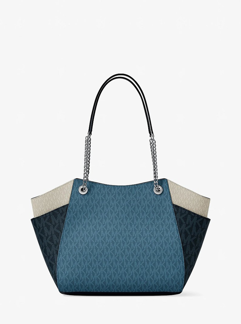Jet Set Large Color-Block Signature Logo Shoulder Bag 5