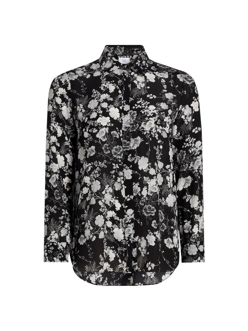 Women's Mathias Floral Crêpe de Chine Silk Shirt - Black Silver 1