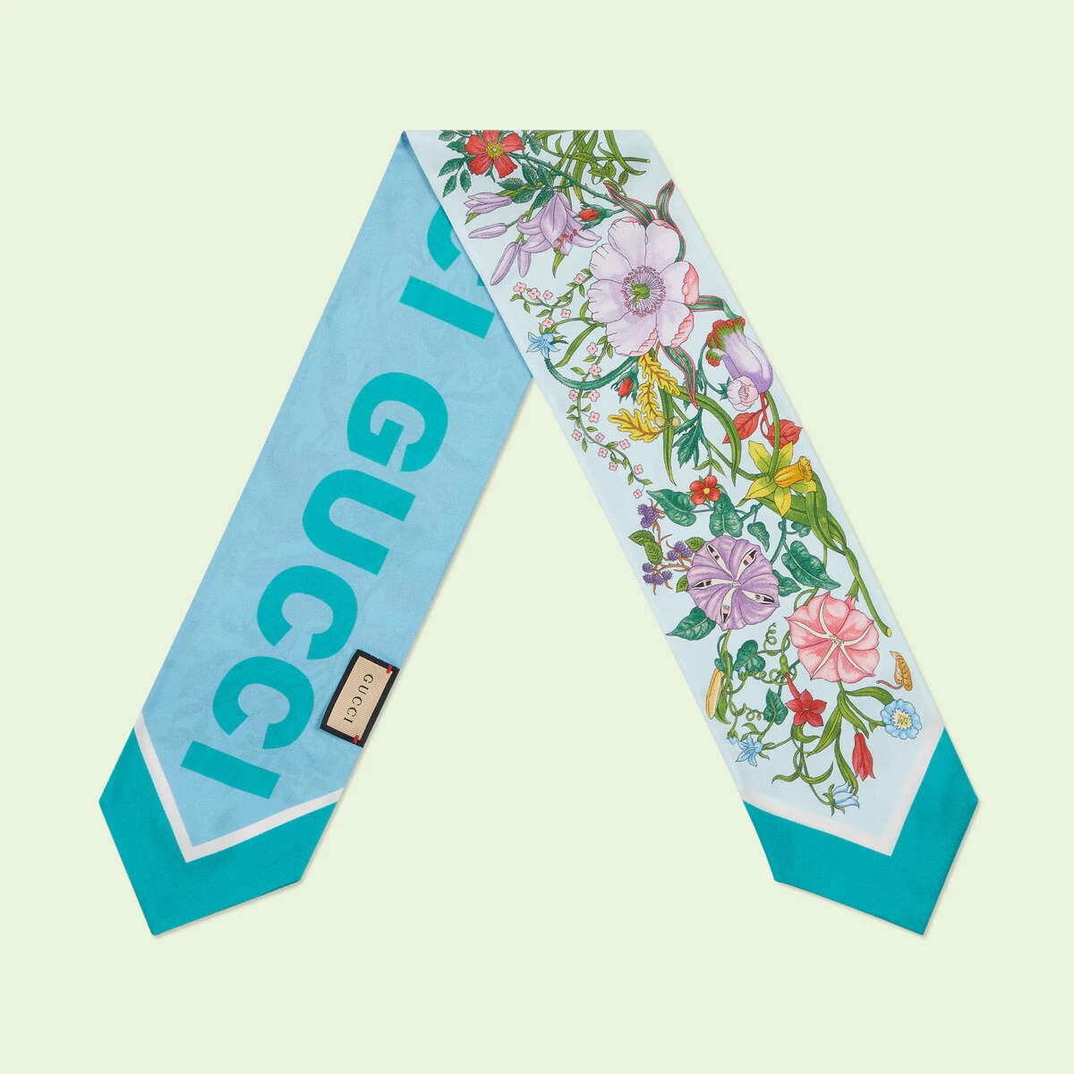 Floral print silk neck bow - 2