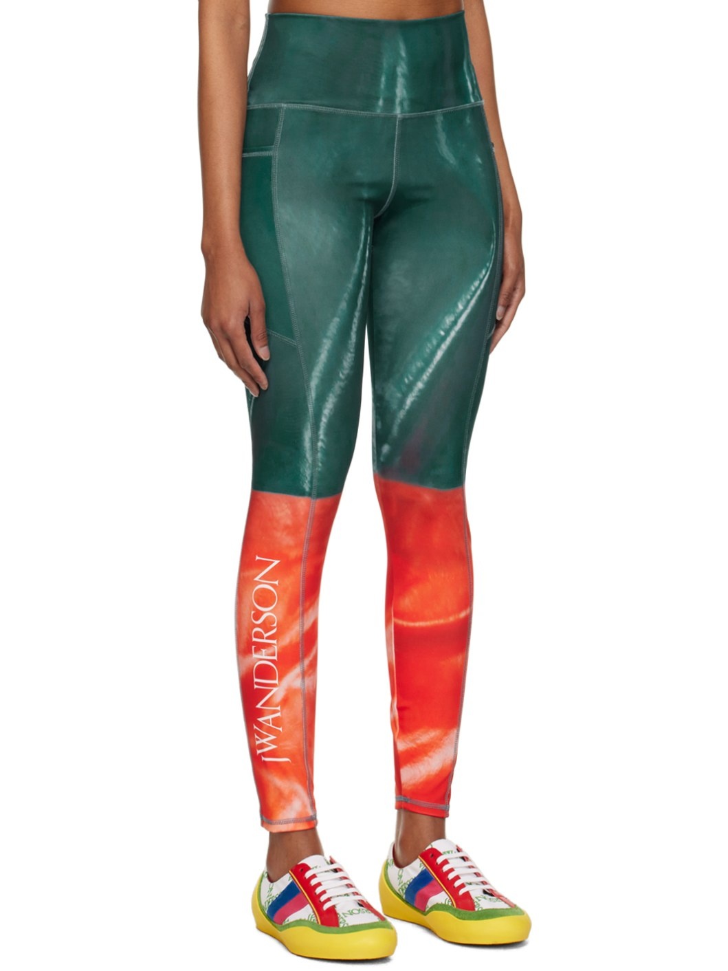 Green & Red Two Tone Leggings - 2