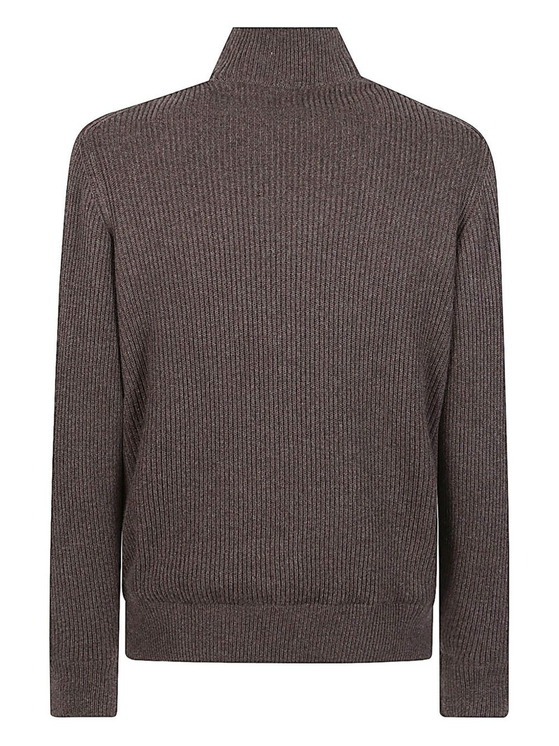 Brunello Cucinelli ribbed-knit suede jacket outlook