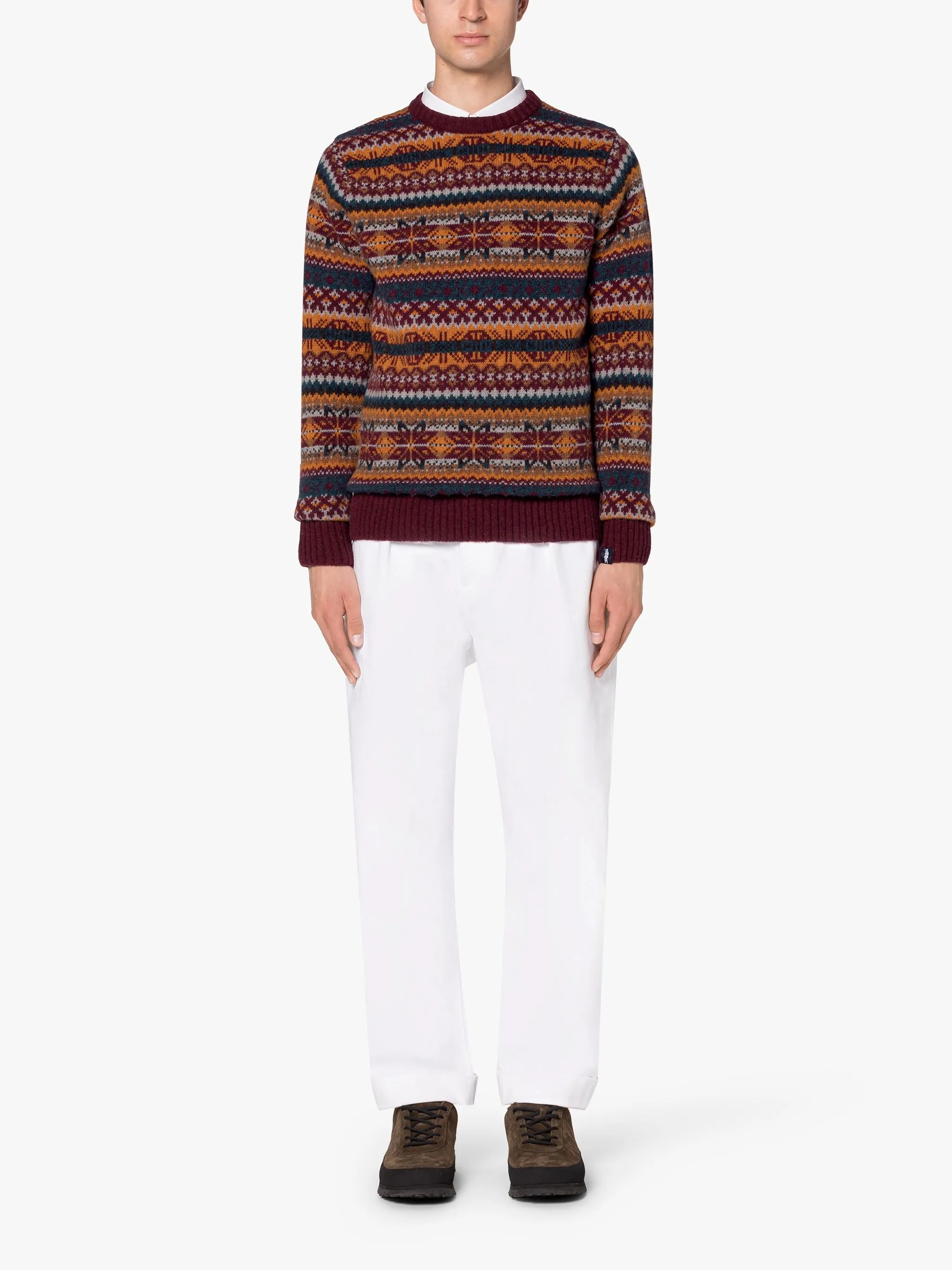 IMPULSE BORDEAUX MIX WOOL FAIR ISLE CREWNECK SWEATER - 2