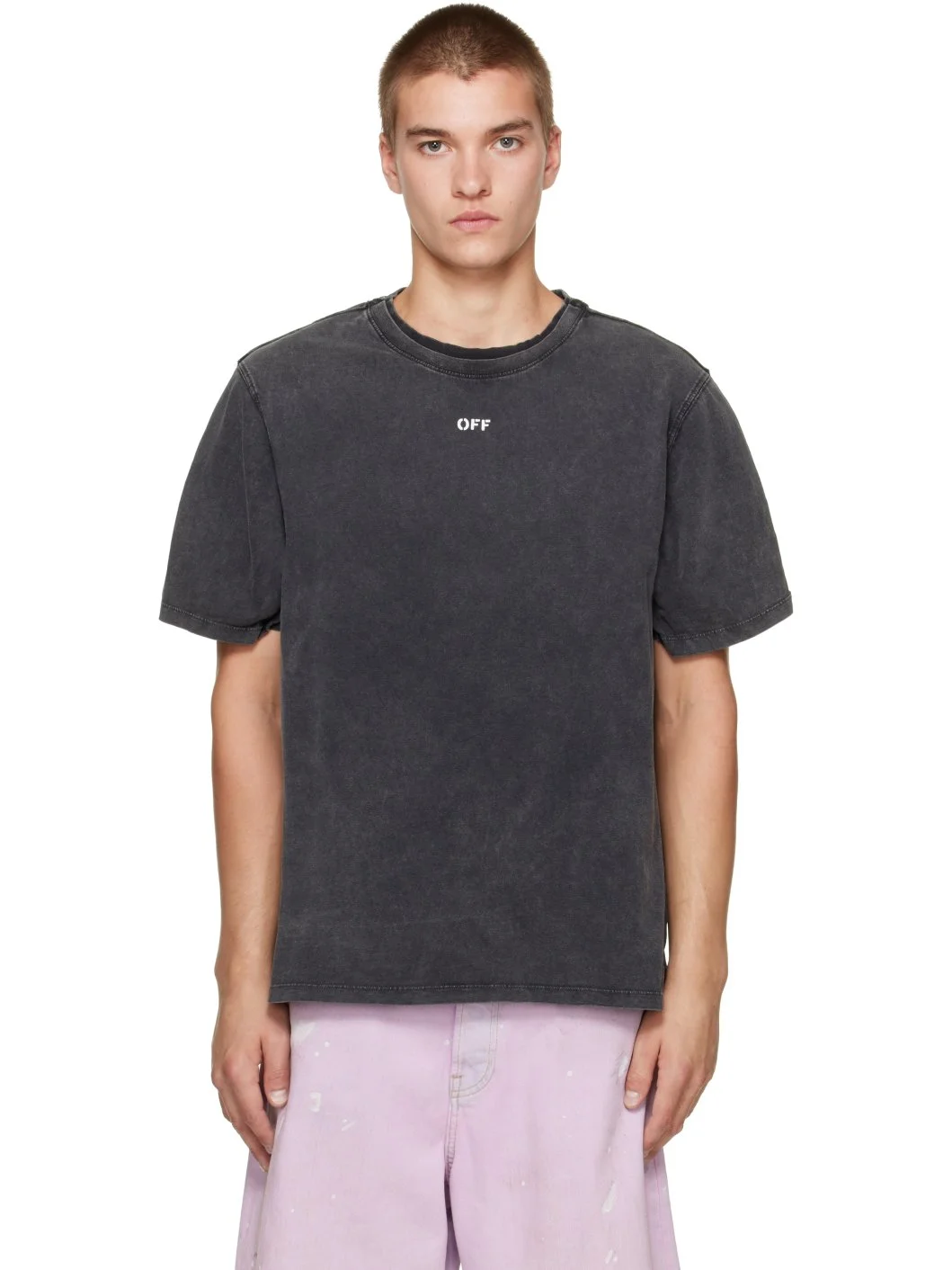 Black Off Stamp Overlap Regular S/S T-shirt - 1